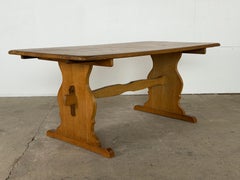 Danish Oak Extension Trestle Dining Table in the Manner of Henning Kjærnulf