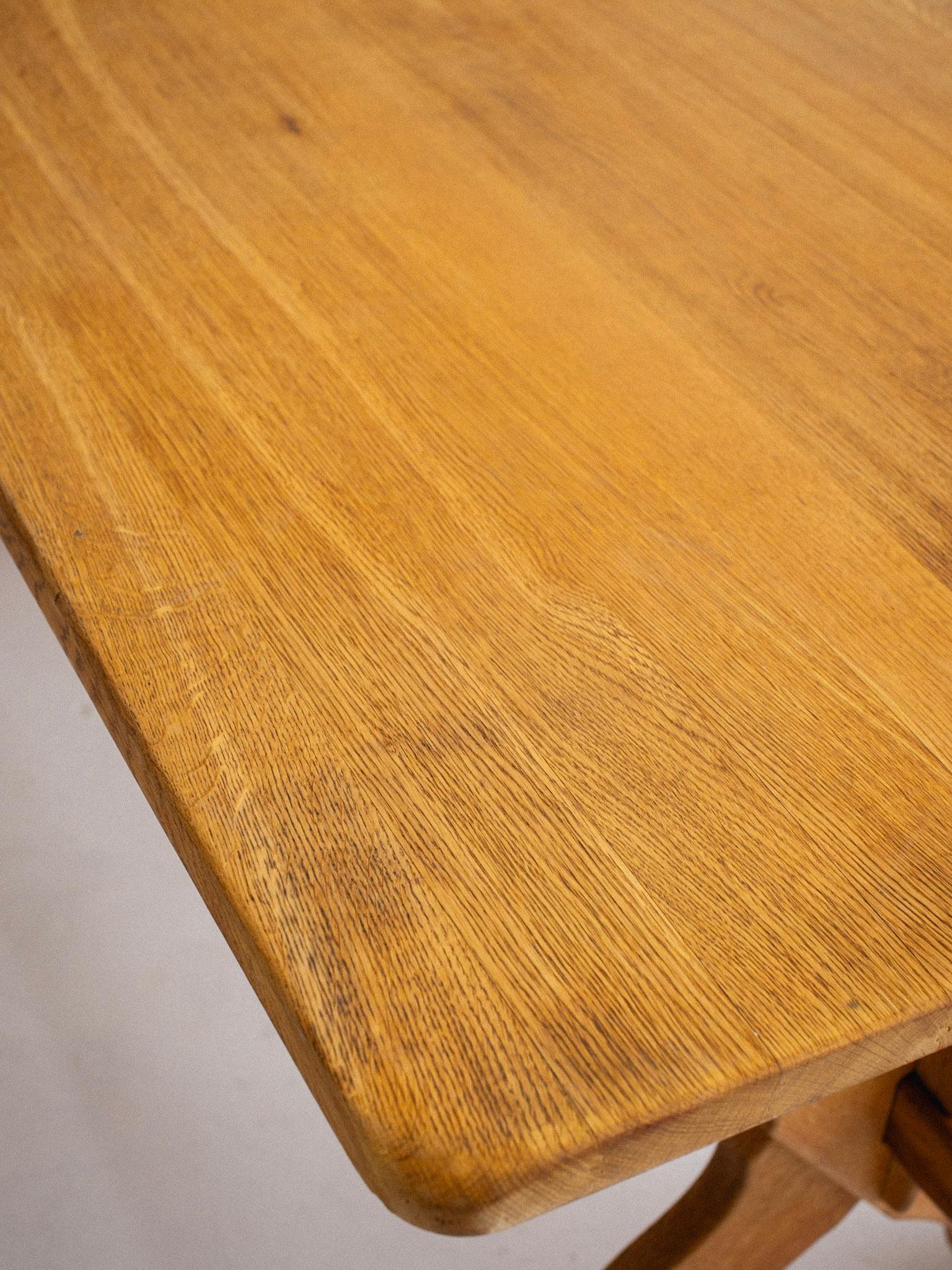 Danish Oak Farmhouse Trestle Dining Table Attributed to Henning Kjaernulf 1