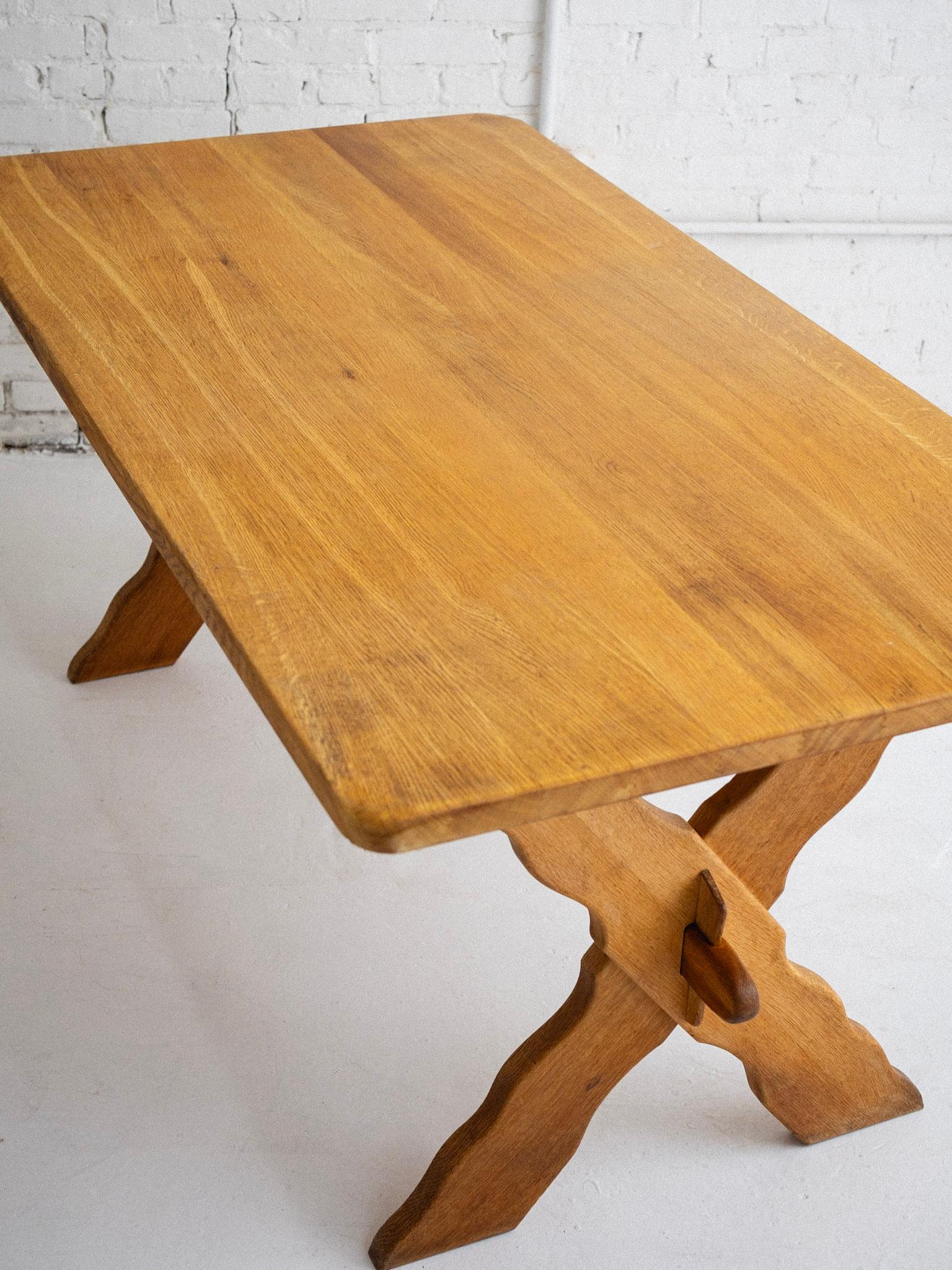 Danish Oak Farmhouse Trestle Dining Table Attributed to Henning Kjaernulf 2
