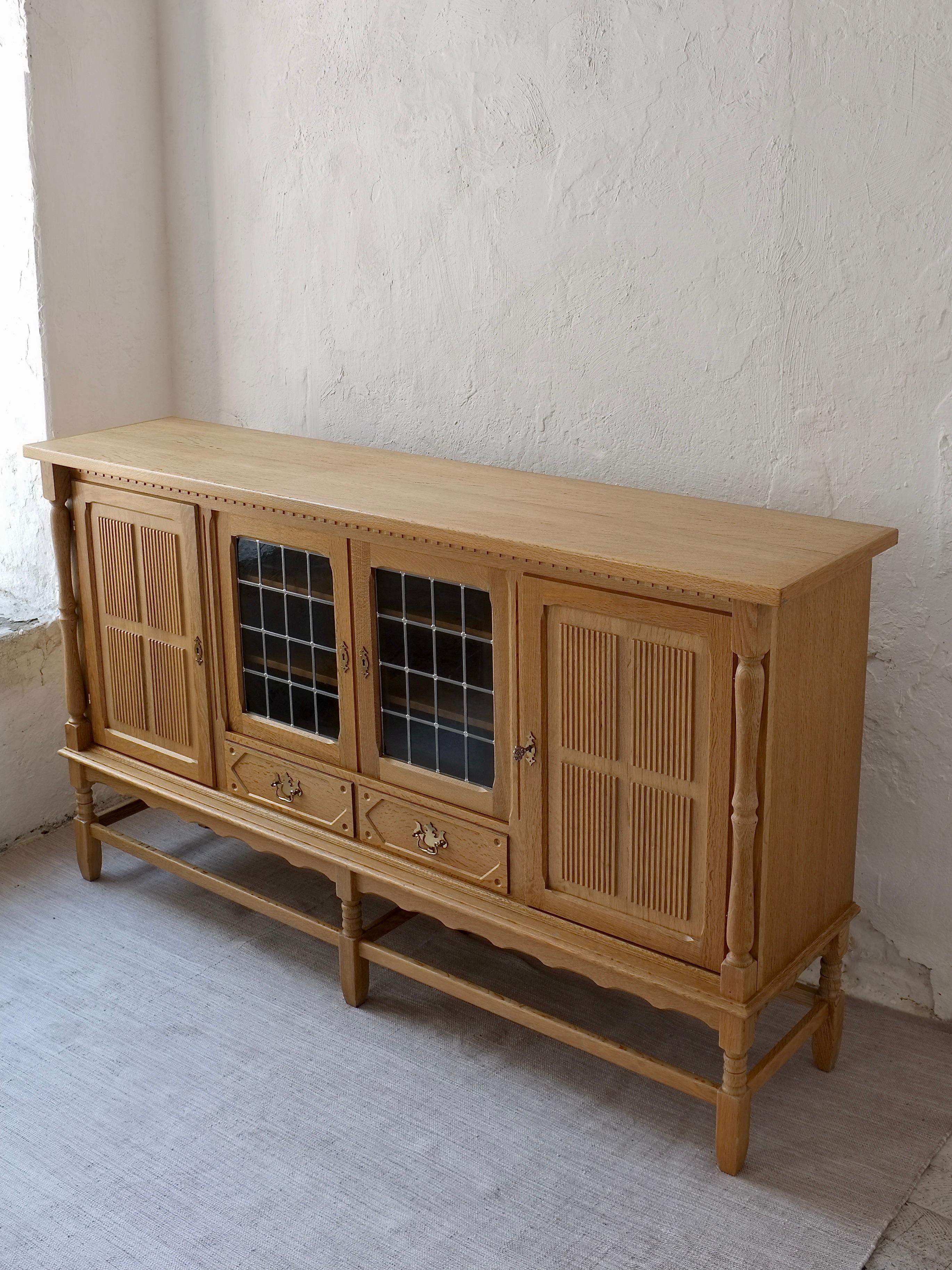 Scandinavian Modern Danish Oak High Sideboard by Henning Kjaernulf, 1950s
