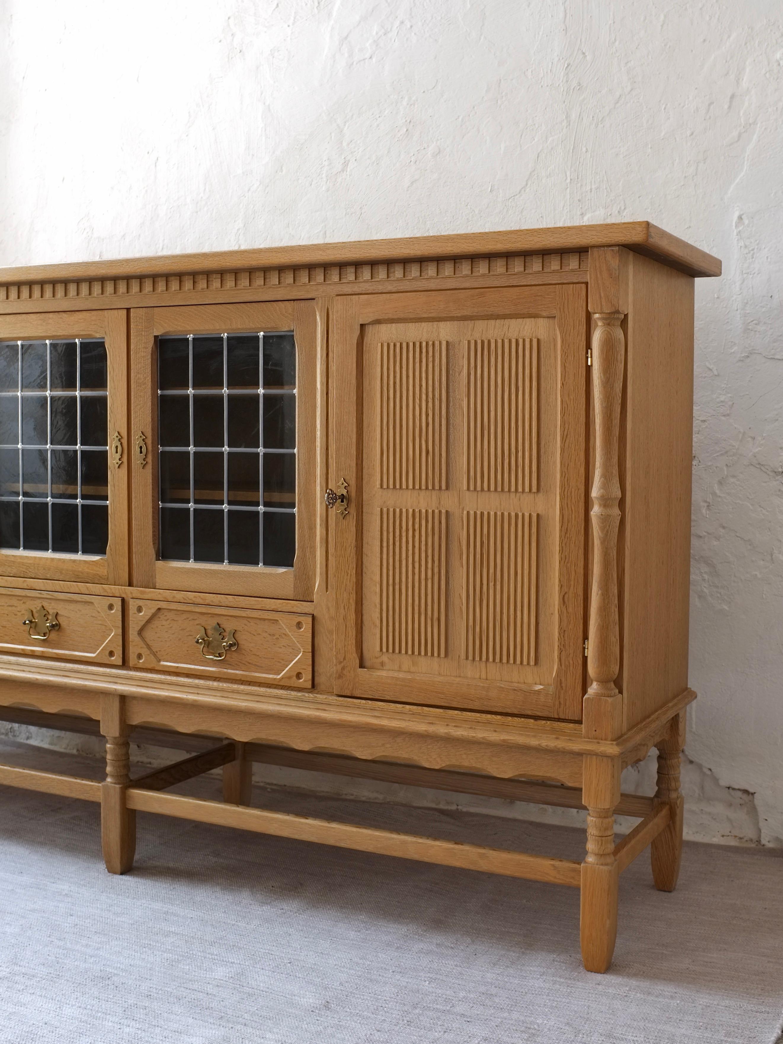 Mid-20th Century Danish Oak High Sideboard by Henning Kjaernulf, 1950s