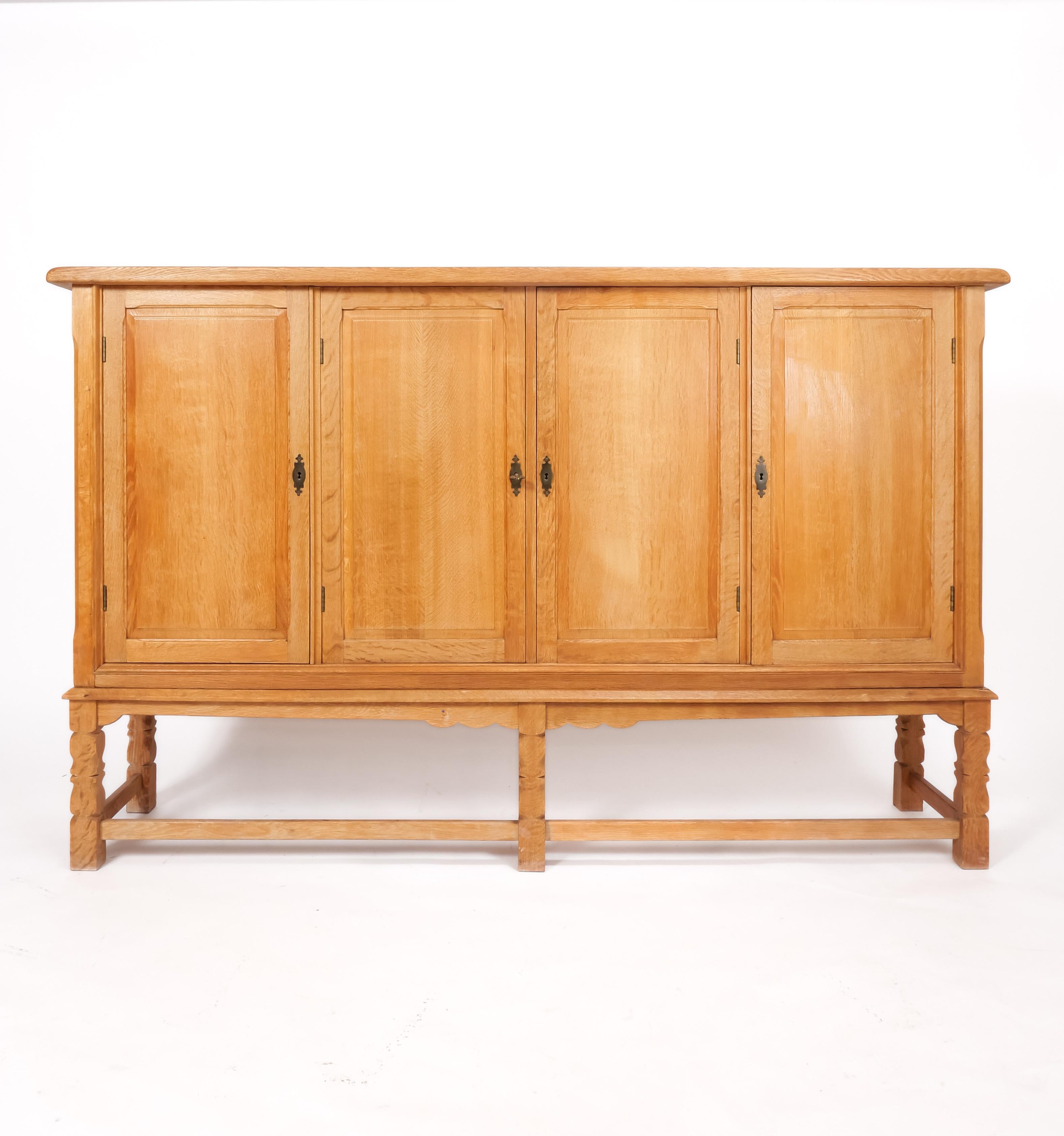 Danish Oak Highboard cabinet by Henry Kjaernulf 1
