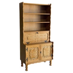 Vitrine en chêne danois avec bureau à abattant, style MCM des années 1970