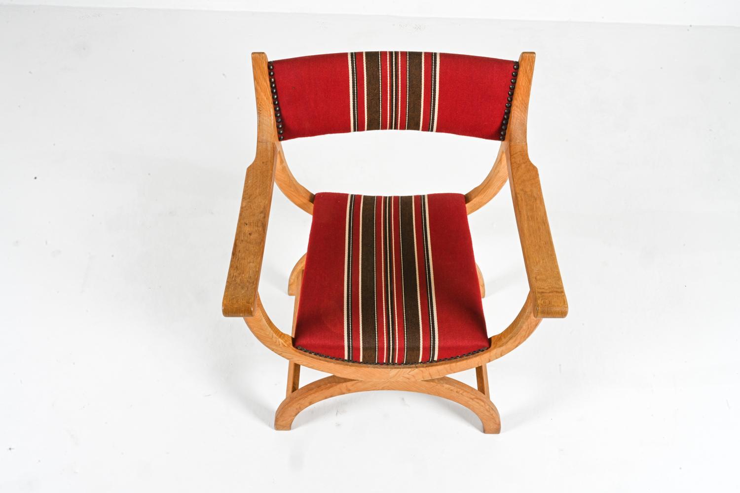Brutalist Danish Oak 'Kurul' Armchair By Henry 'Henning' Kjaernulf Circa 1970's
