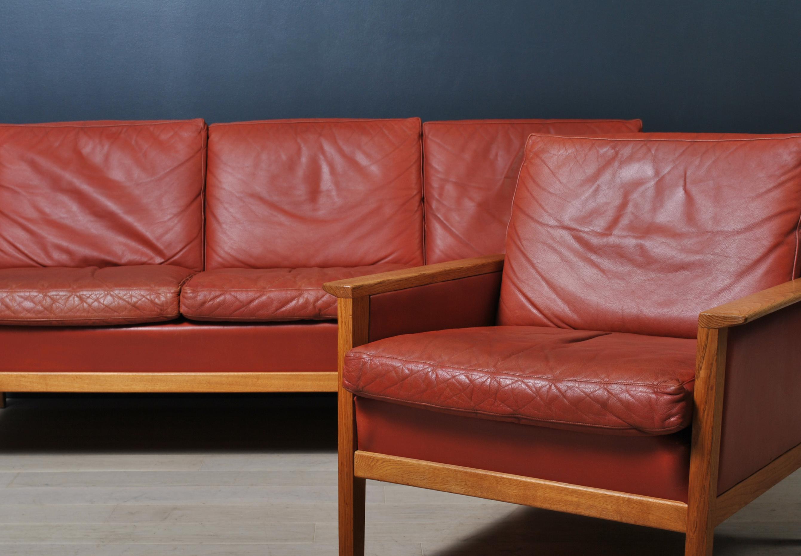 Danish Oak & Leather Lounge Club Chair 2