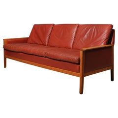 Vintage Danish Oak & Leather Sofa