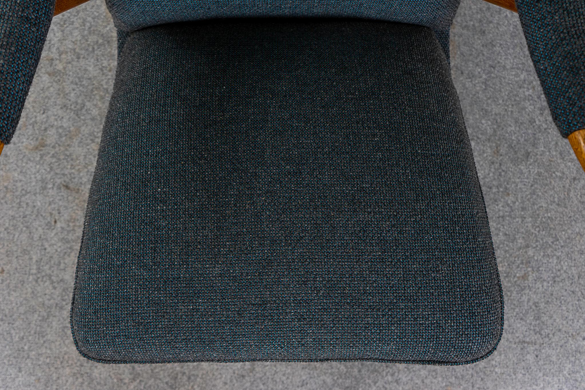 Wool Danish Oak Lounge Chair 