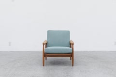 Danish Oak Lounge Chair with Robins Egg Blue Cushions
