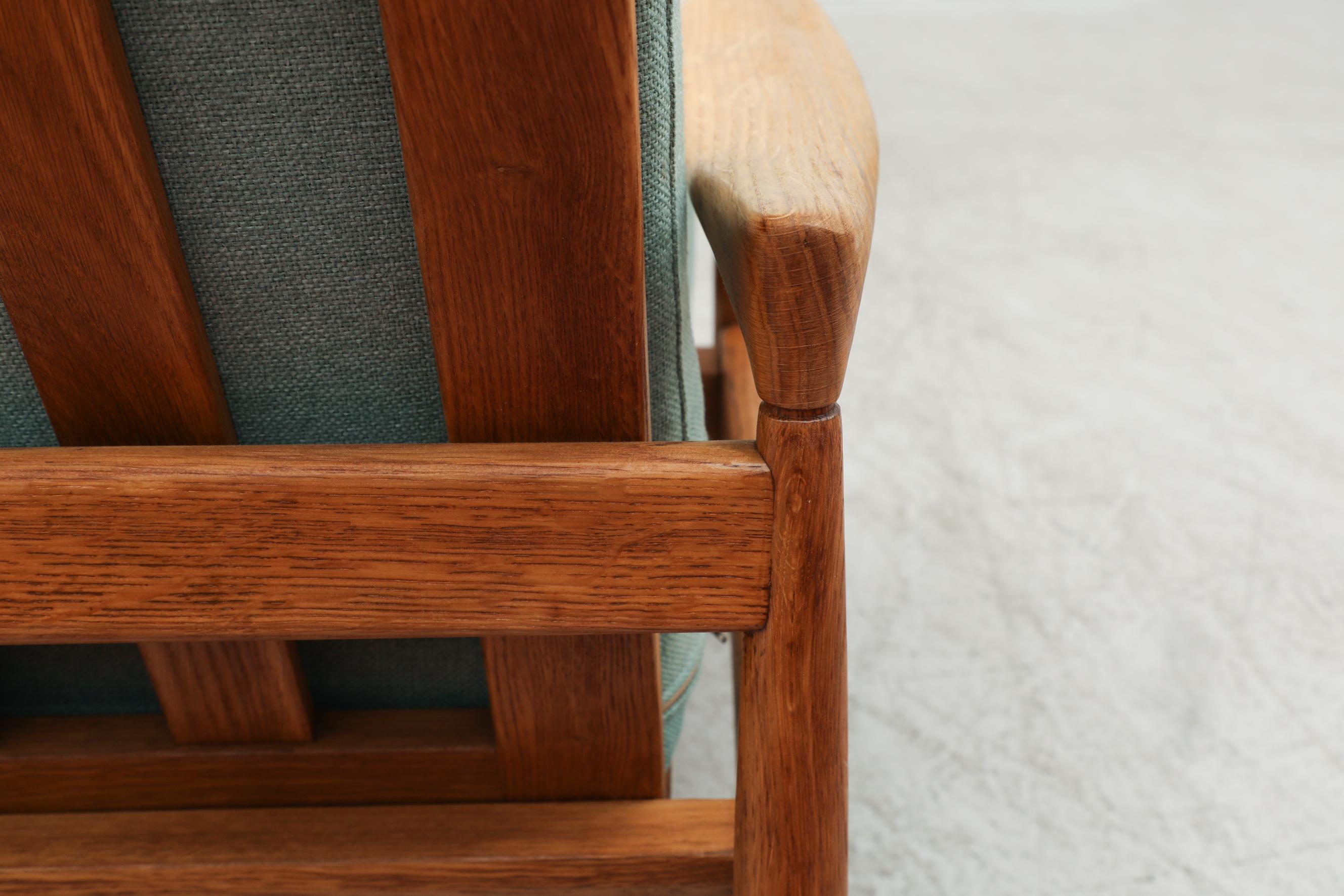 Danish Oak Lounge Chair with Robins Egg Blue Cushions 15