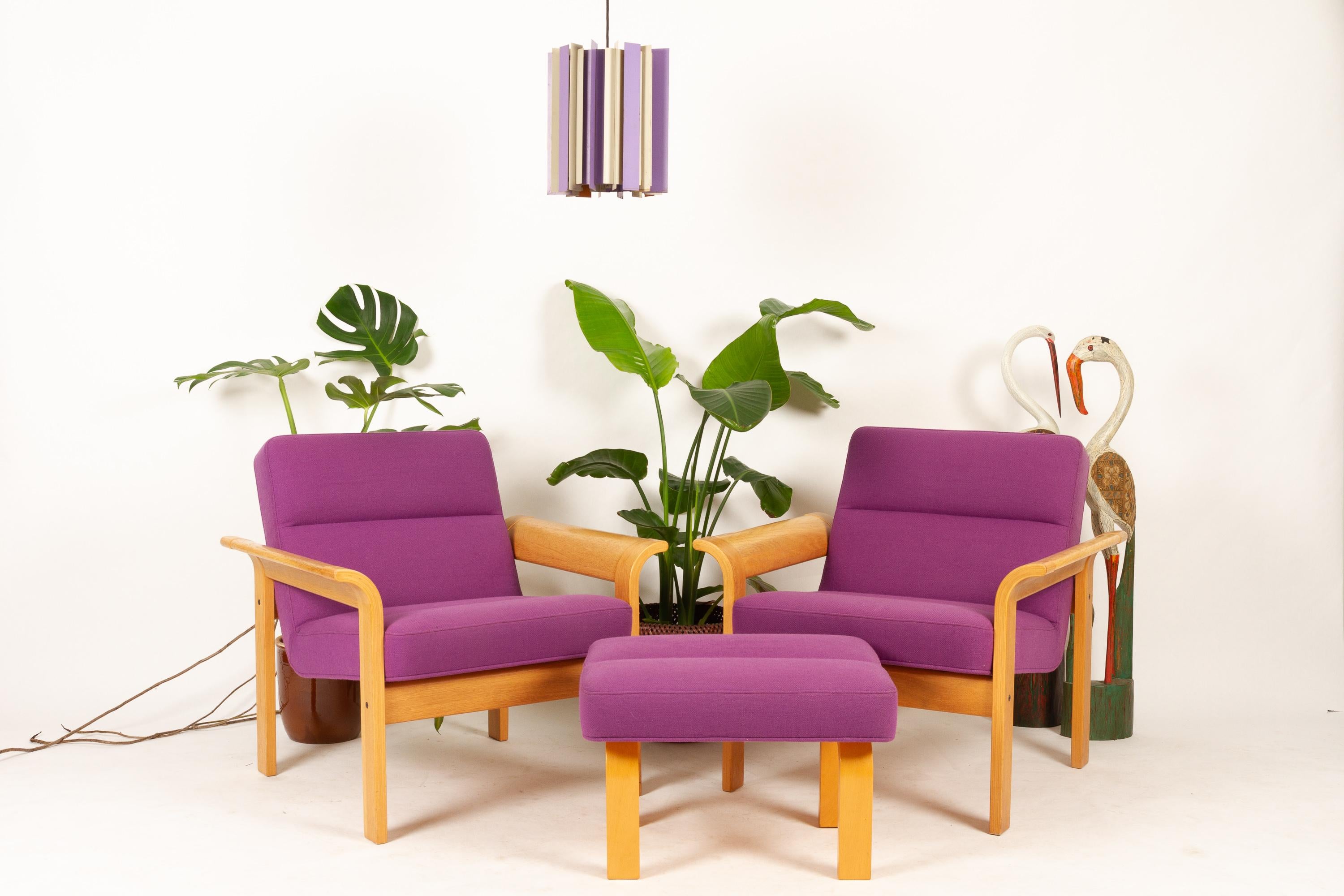 Danish Oak Lounge Chairs and Ottoman by Thygesen & Sørensen for Magnus Olesen 8