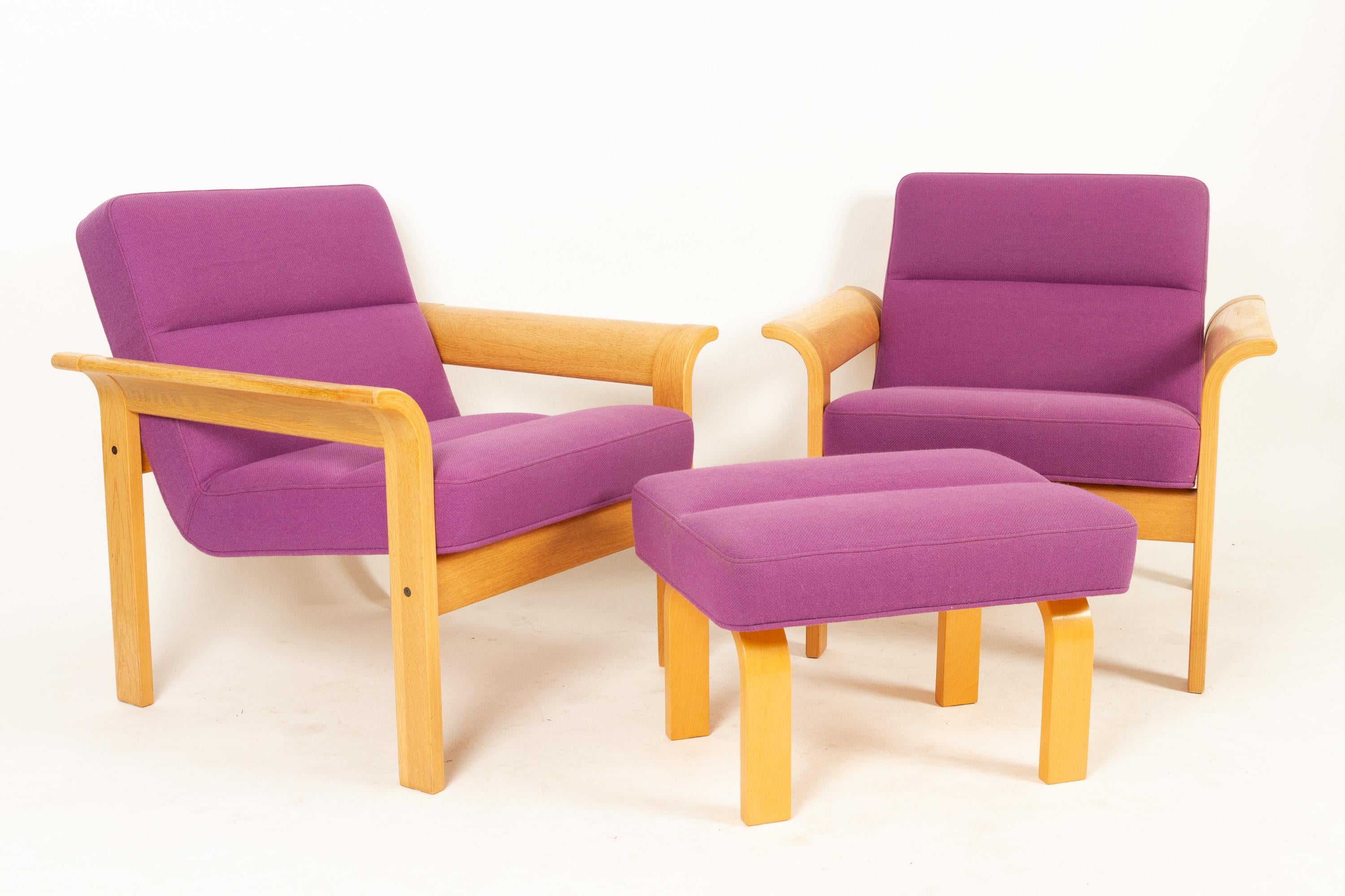 Scandinavian Modern Danish Oak Lounge Chairs and Ottoman by Thygesen & Sørensen for Magnus Olesen