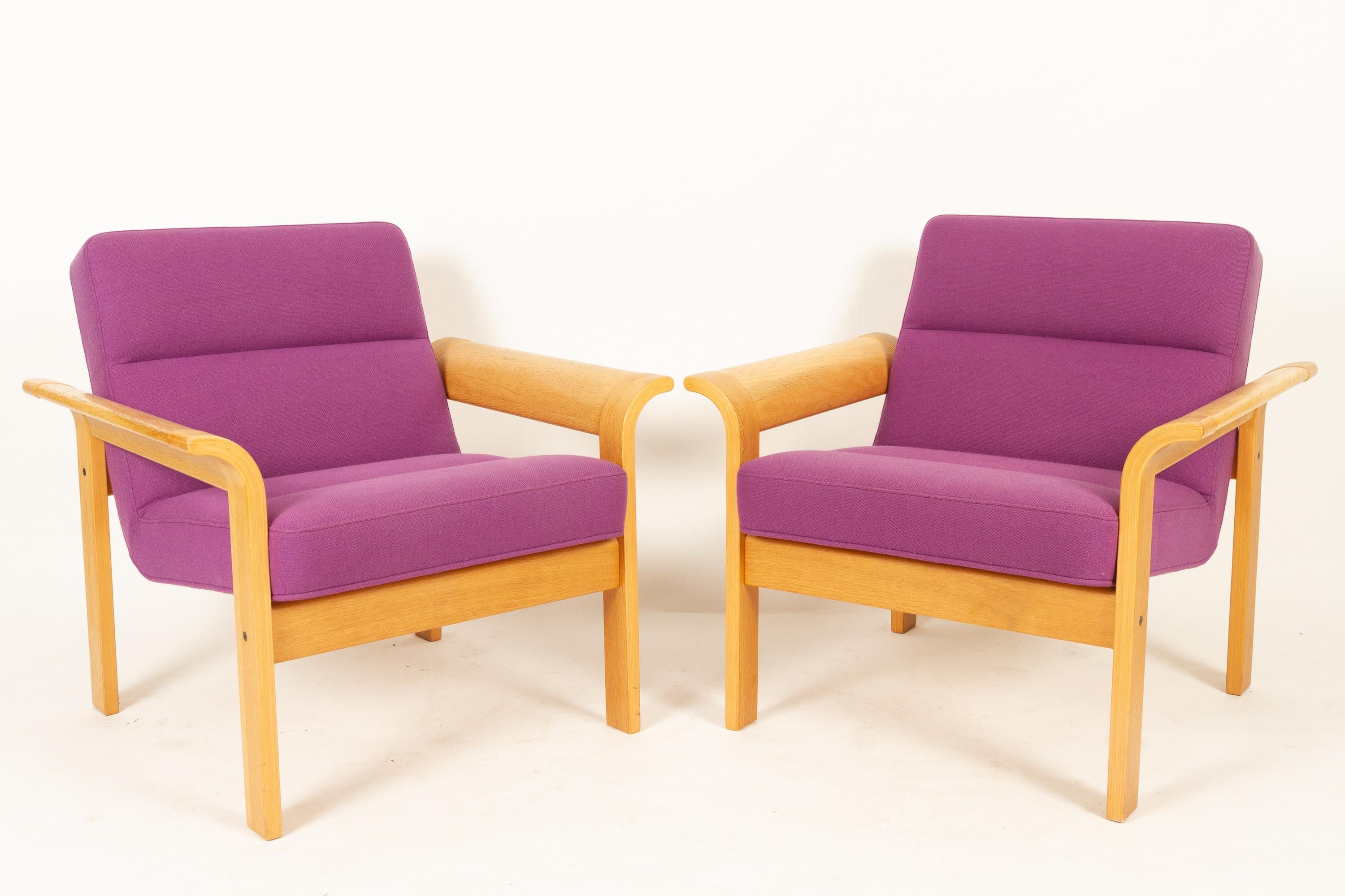 Late 20th Century Danish Oak Lounge Chairs and Ottoman by Thygesen & Sørensen for Magnus Olesen