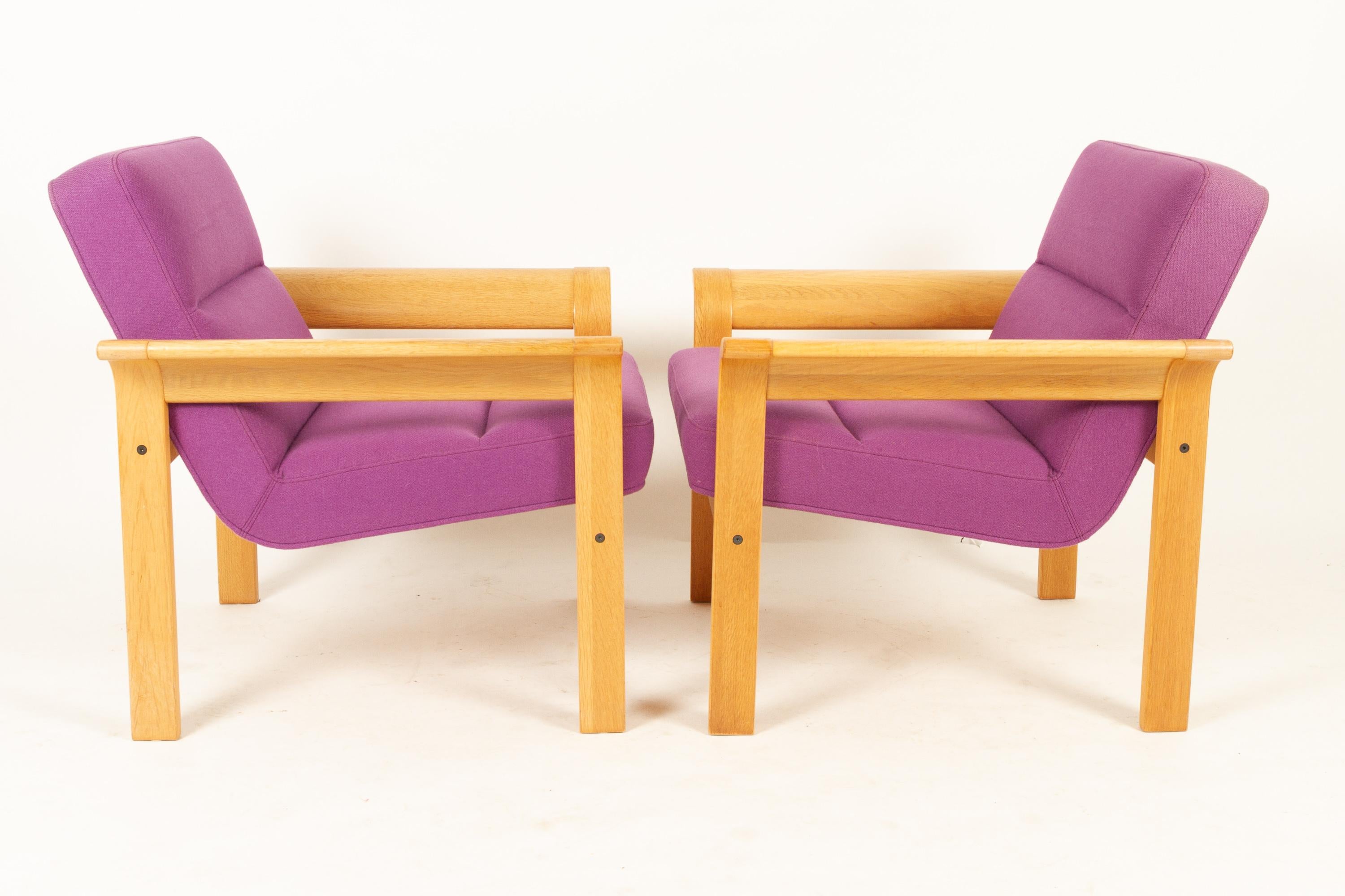 Wool Danish Oak Lounge Chairs and Ottoman by Thygesen & Sørensen for Magnus Olesen