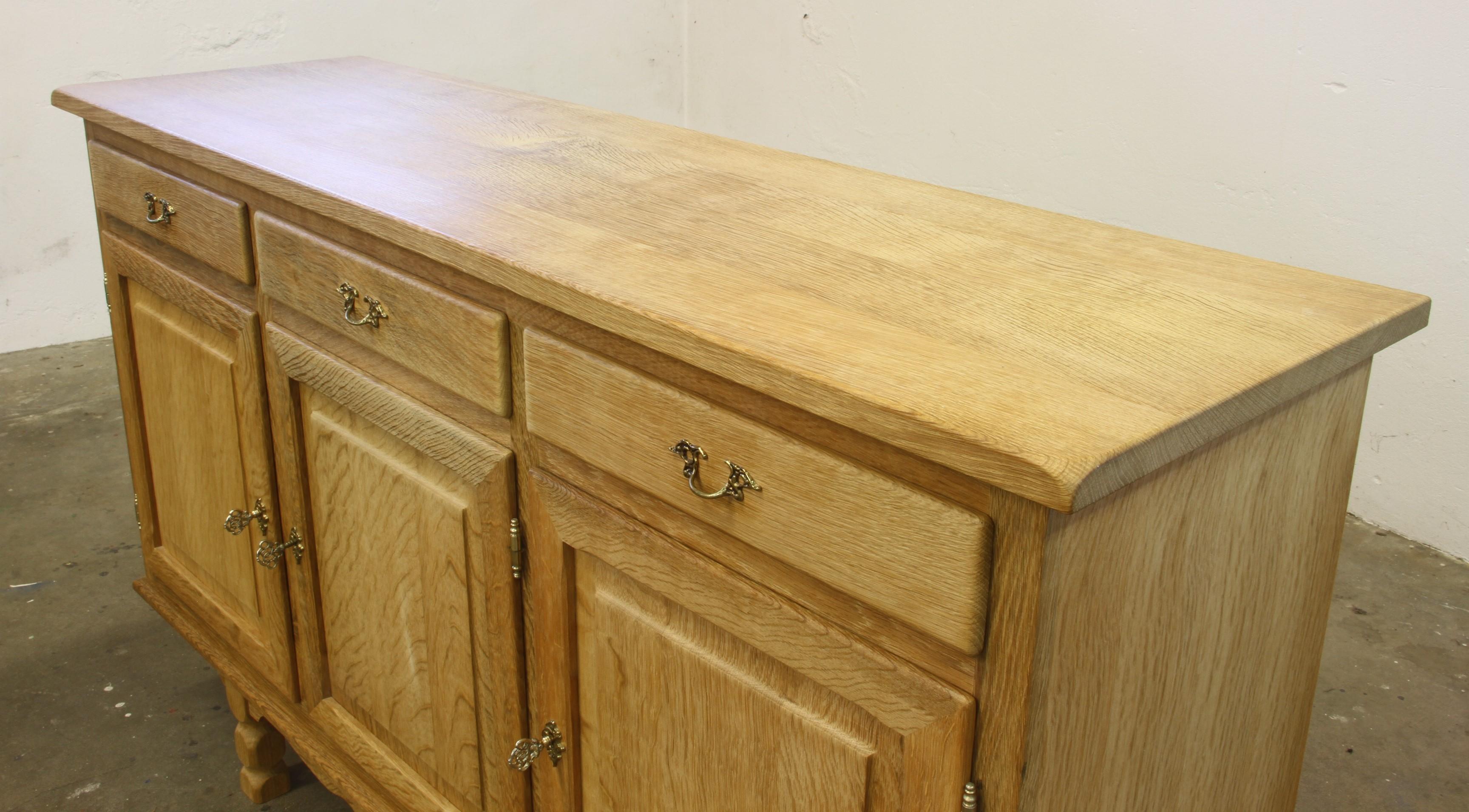 Danish Oak Low Cabinet, Sideboard in the style of Henning Kjærnulf, 1970s For Sale 10