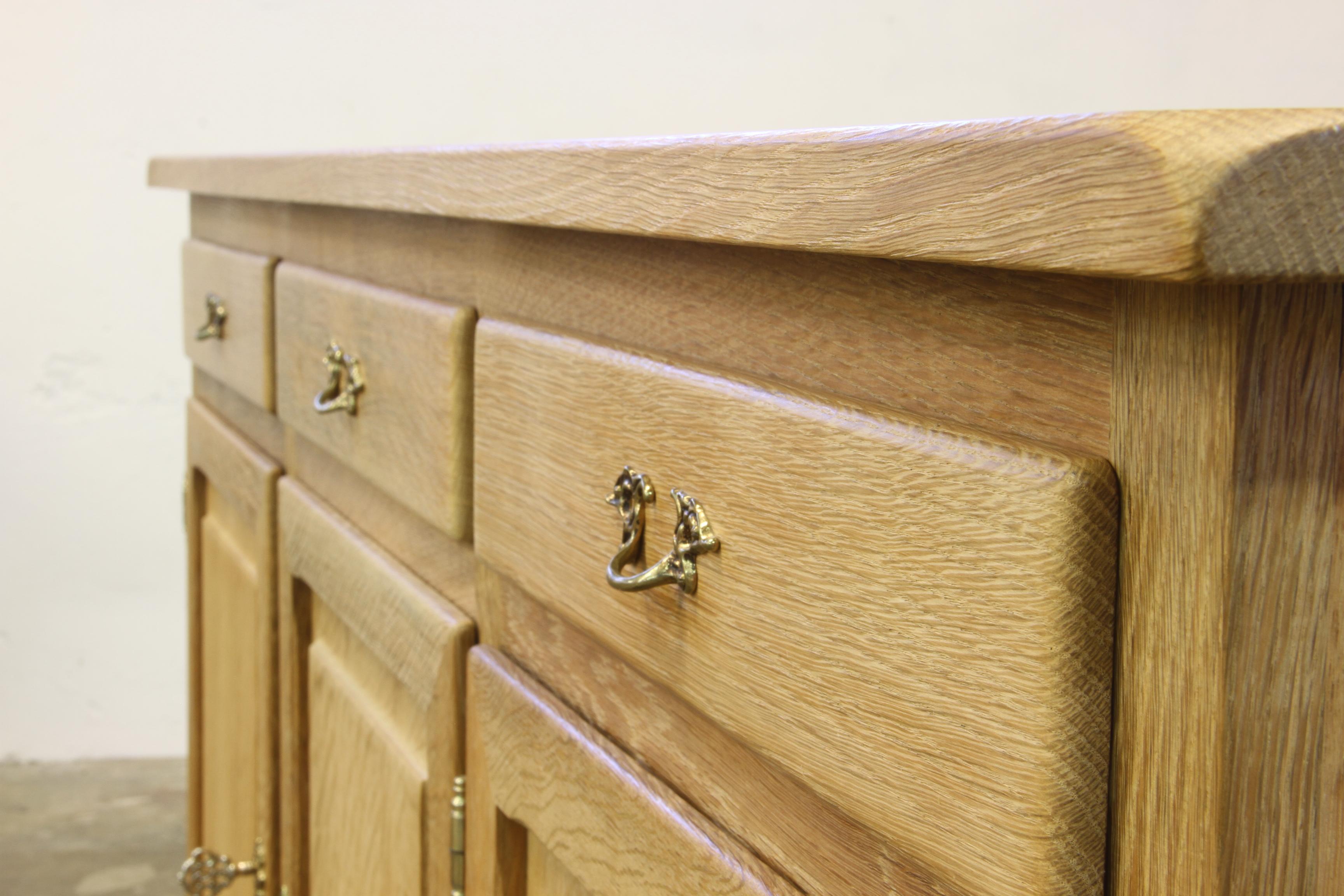Danish Oak Low Cabinet, Sideboard in the style of Henning Kjærnulf, 1970s For Sale 4