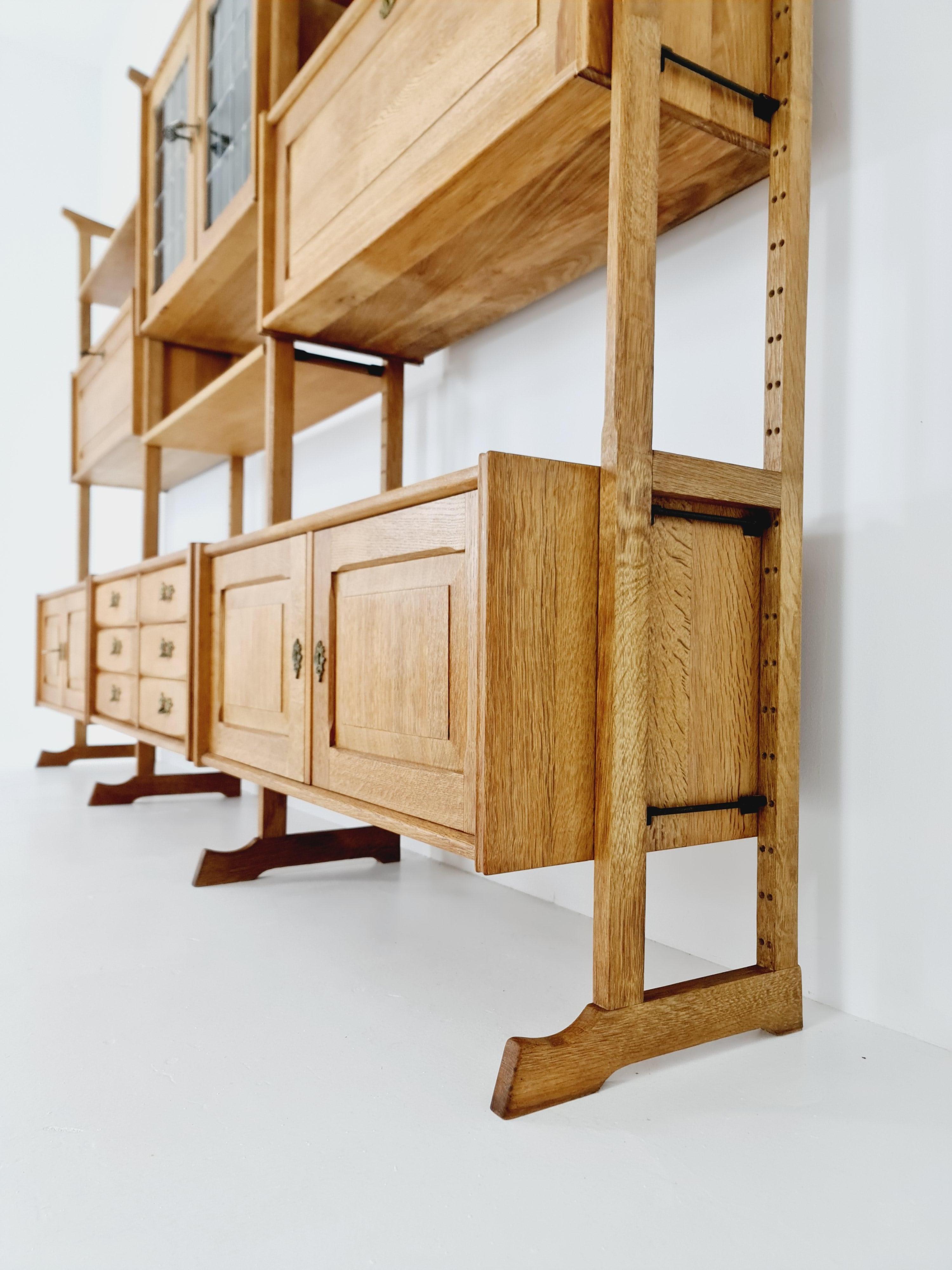 Danish oak room divider modular library bookcase shelf-system by Henning Kjærnul For Sale 6