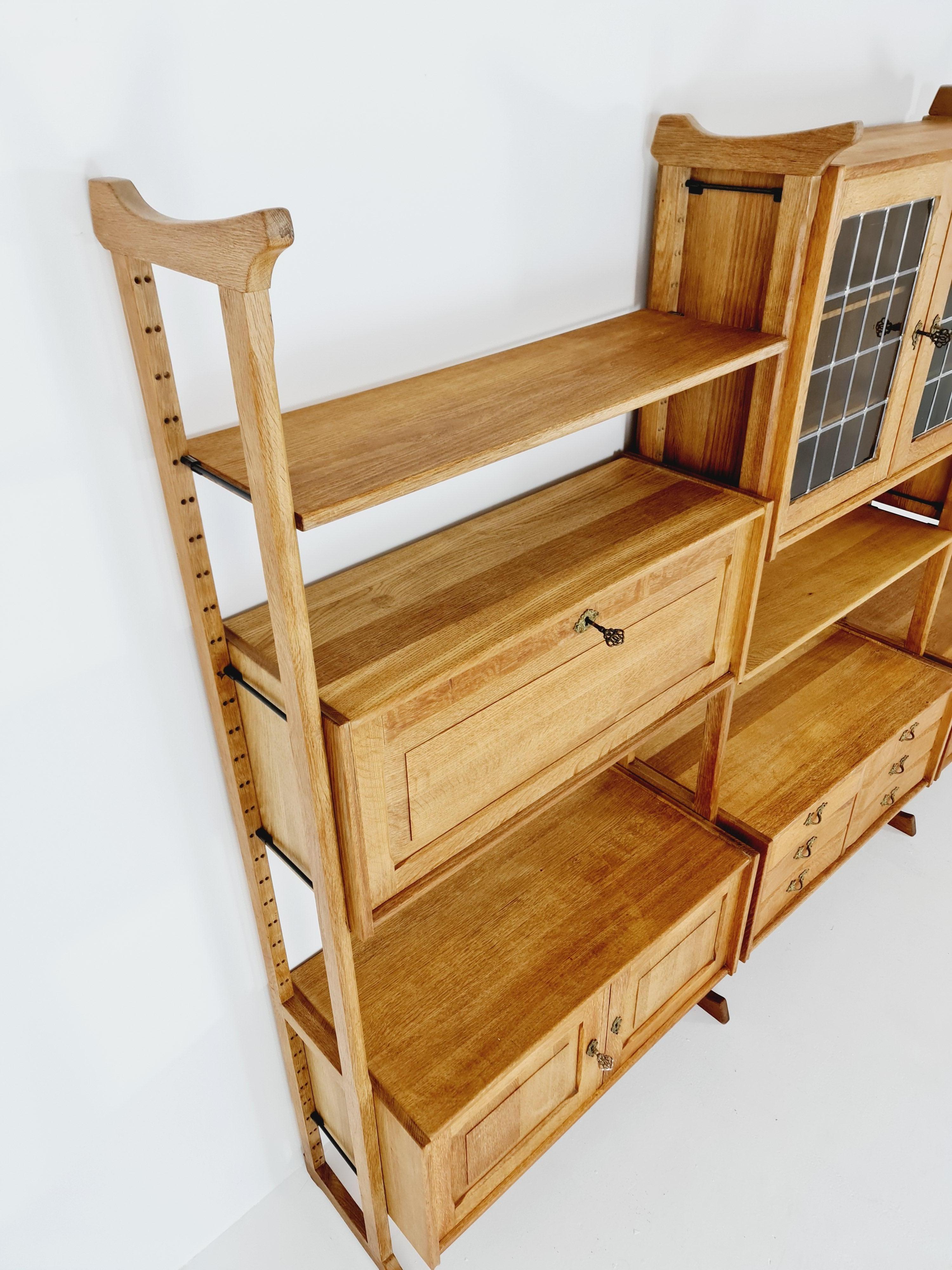 Danish oak room divider modular library bookcase shelf-system by Henning Kjærnul For Sale 7