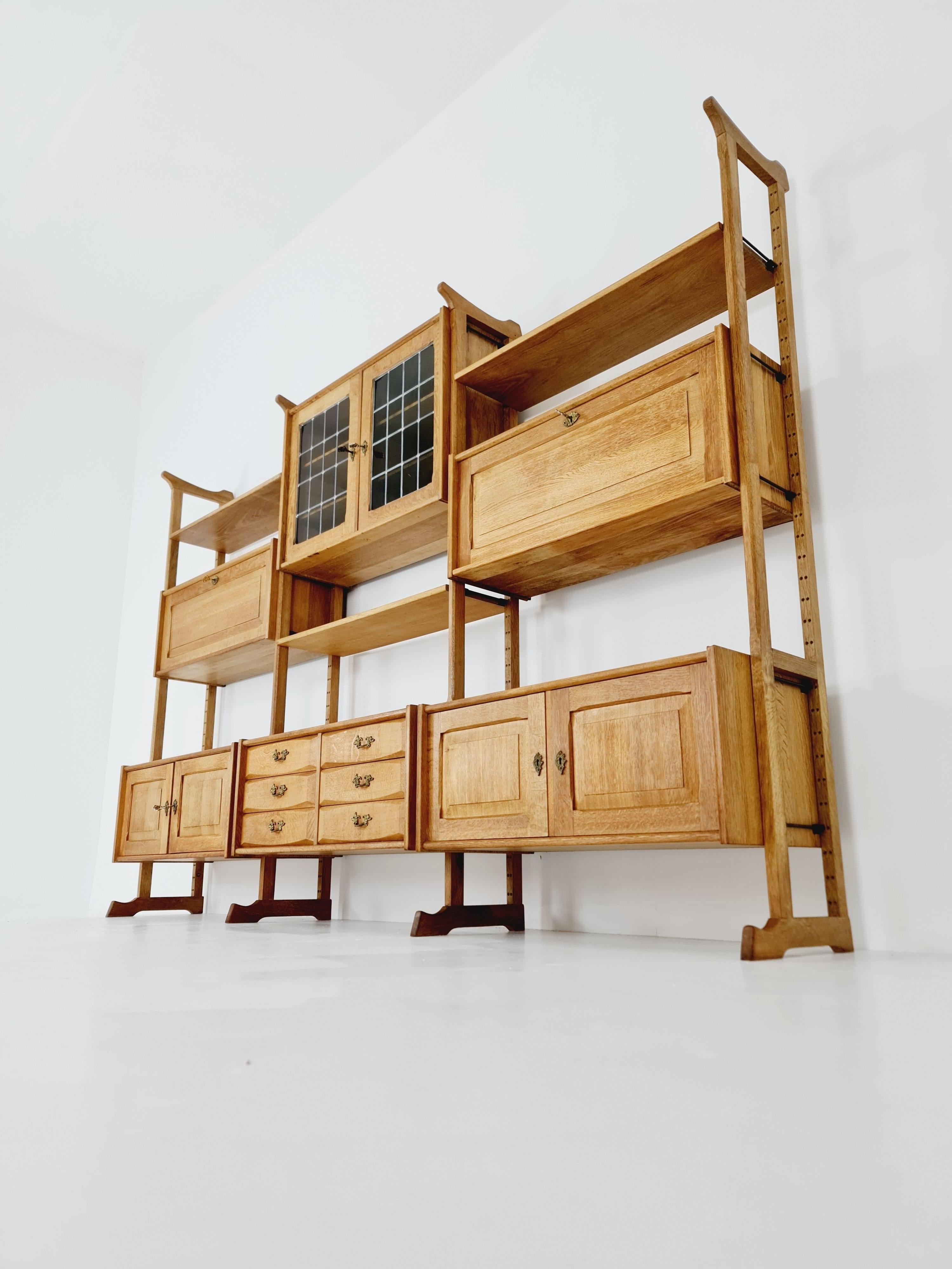Danish oak room divider modular library bookcase shelf-system by Henning Kjærnul In Good Condition For Sale In Gaggenau, DE