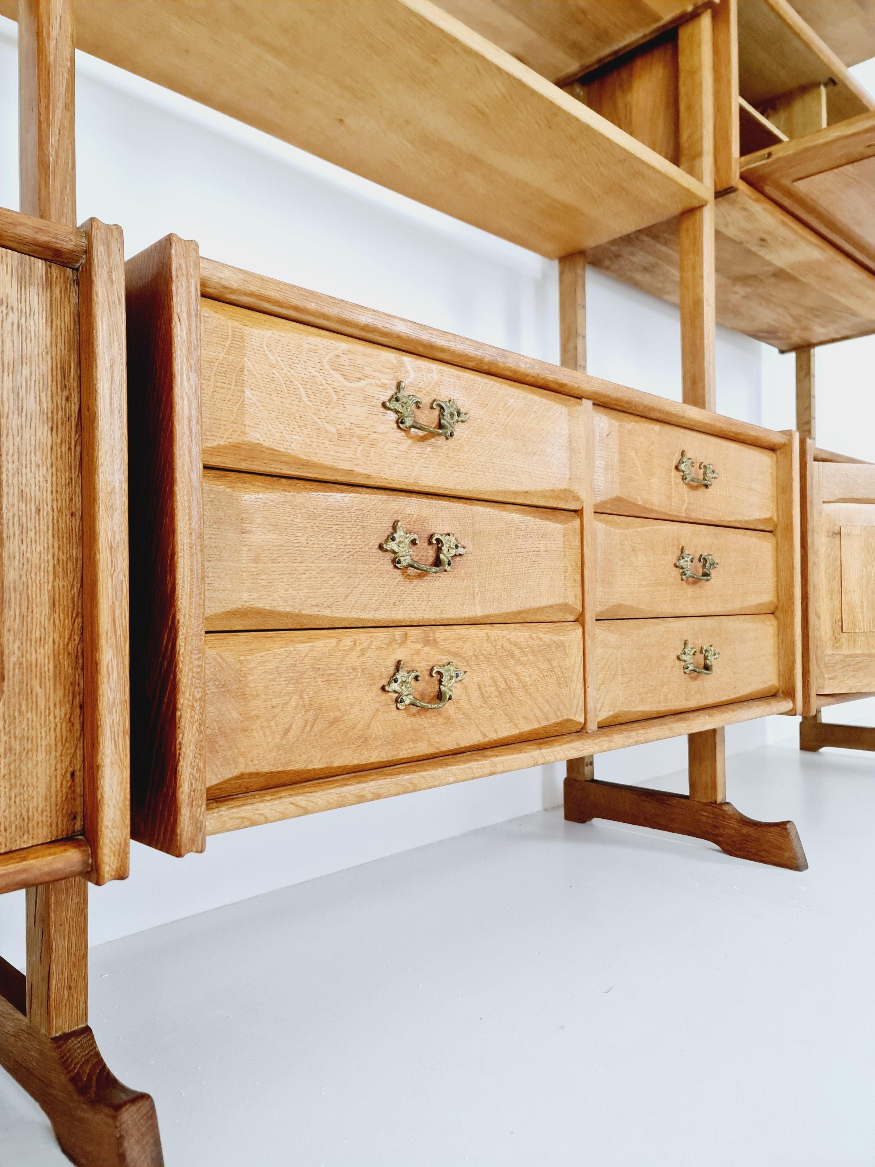 Danish oak room divider modular library bookcase shelf-system by Henning Kjærnul For Sale 3