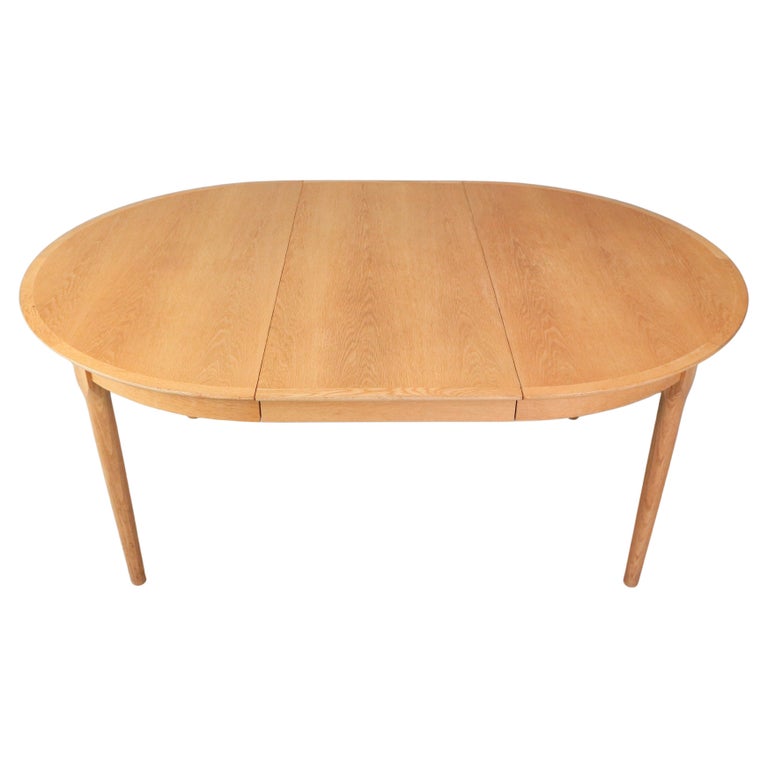 Danish Oak Round Extendable Dining Table By Rosengaarden 1960 