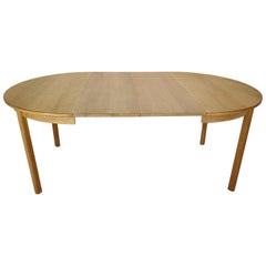 Danish Oak Round to Oval Extendable Dining Table with 2 Leaves, 1960 Denmark