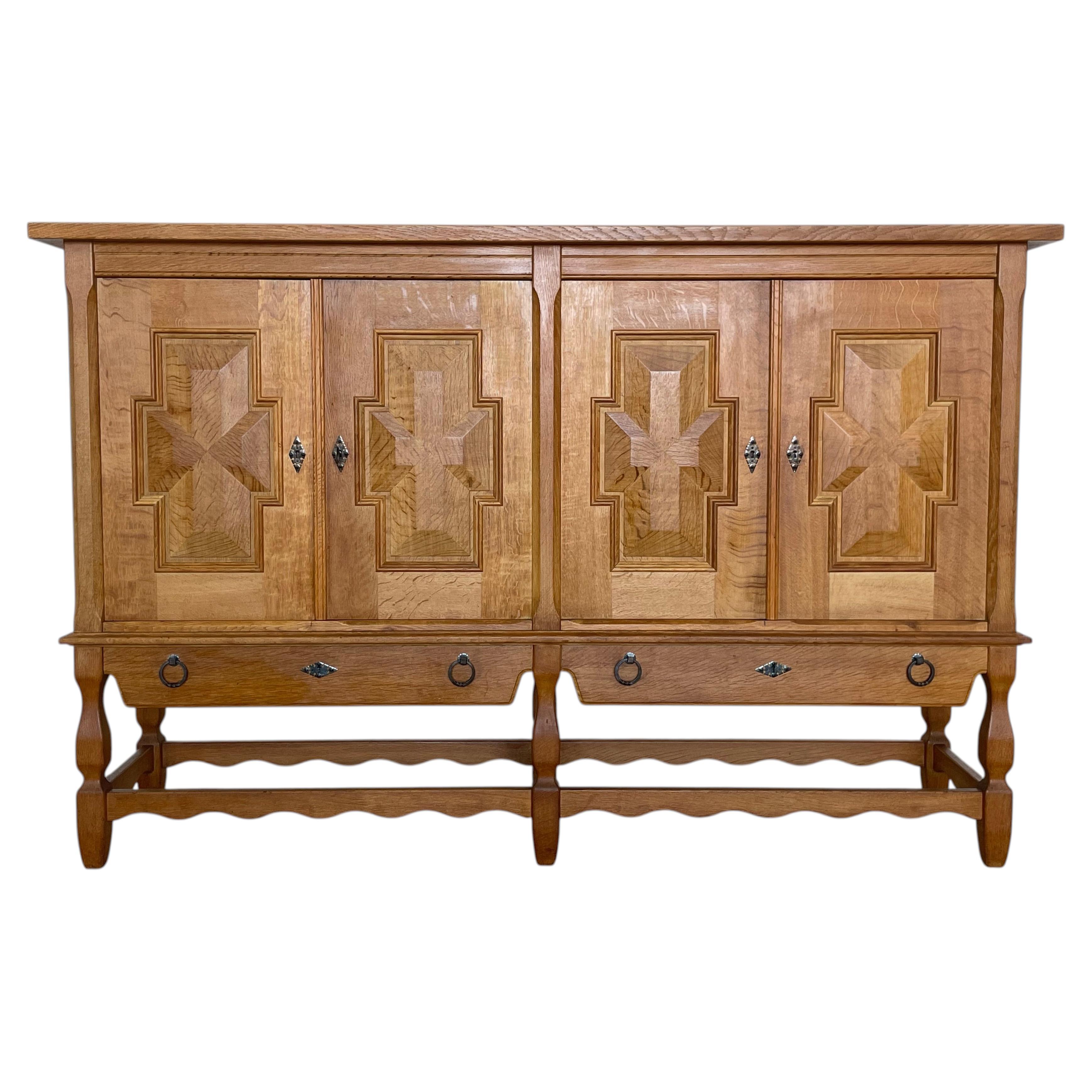 Danish Oak Sideboard by Henning Kjærnulf, Sculptural Design, 1960s