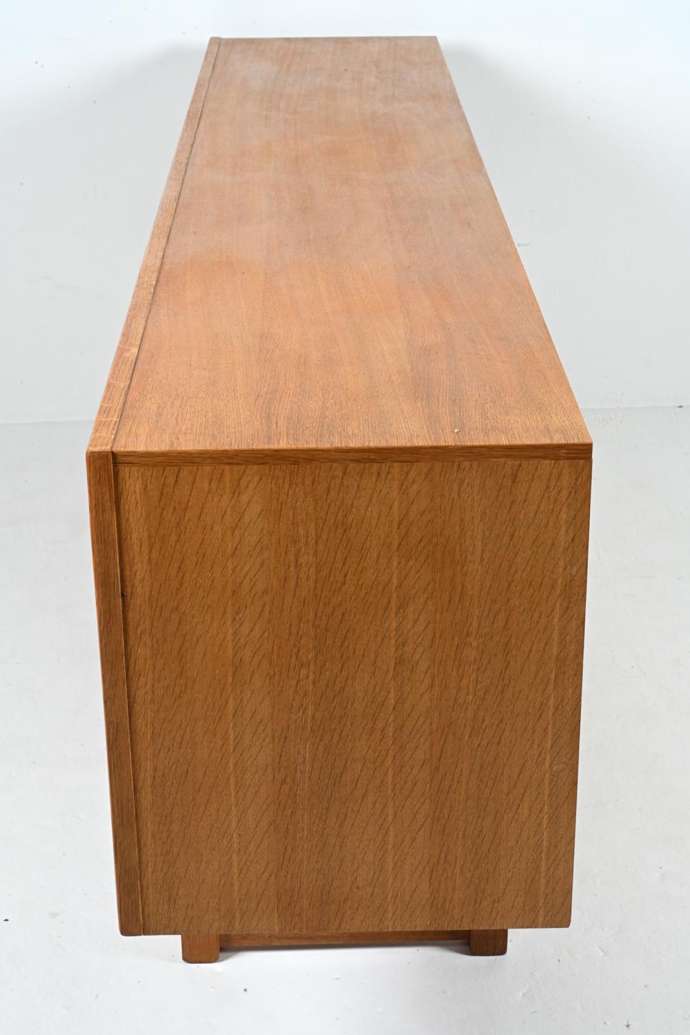 Danish Oak Sideboard With Linen-Fold Carving by Henning Kjærnulf for EG 7