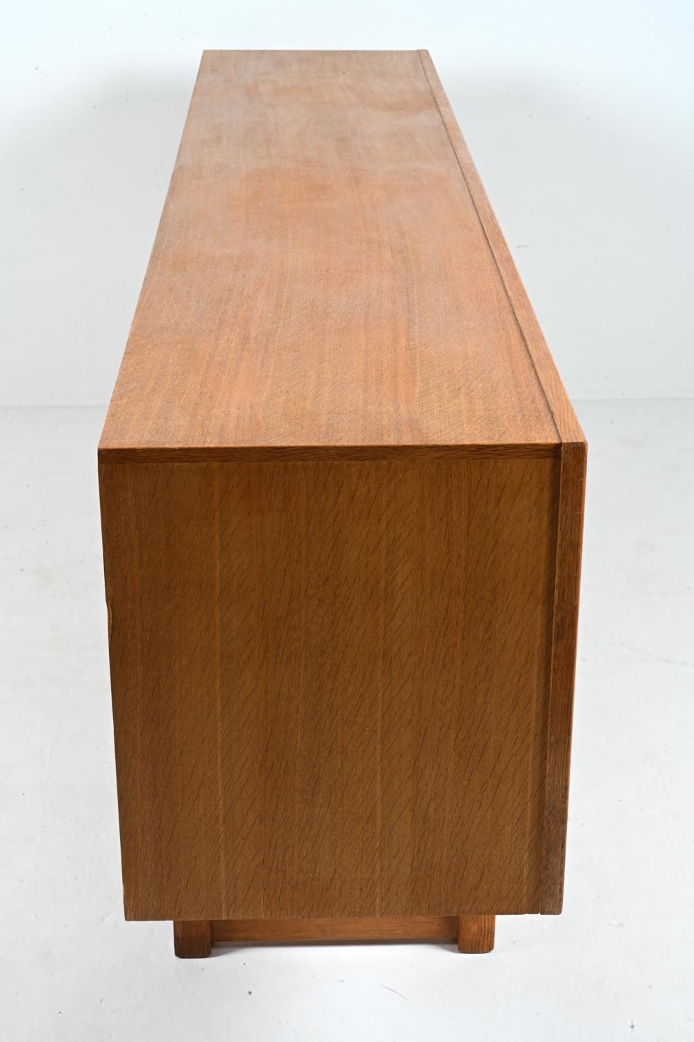 Danish Oak Sideboard With Linen-Fold Carving by Henning Kjærnulf for EG 12