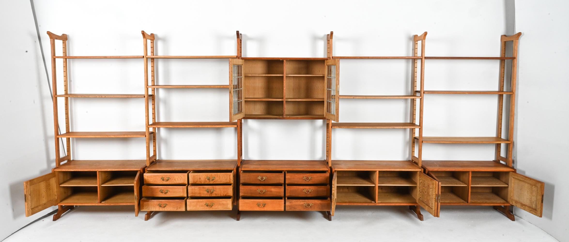 Danish Oak Storage System Attributed to Henning Kjærnulf, c. 1960's In Fair Condition For Sale In Norwalk, CT