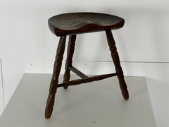 Danish Oak Tripod Stool with Sculpted Saddle Seat, 1960s