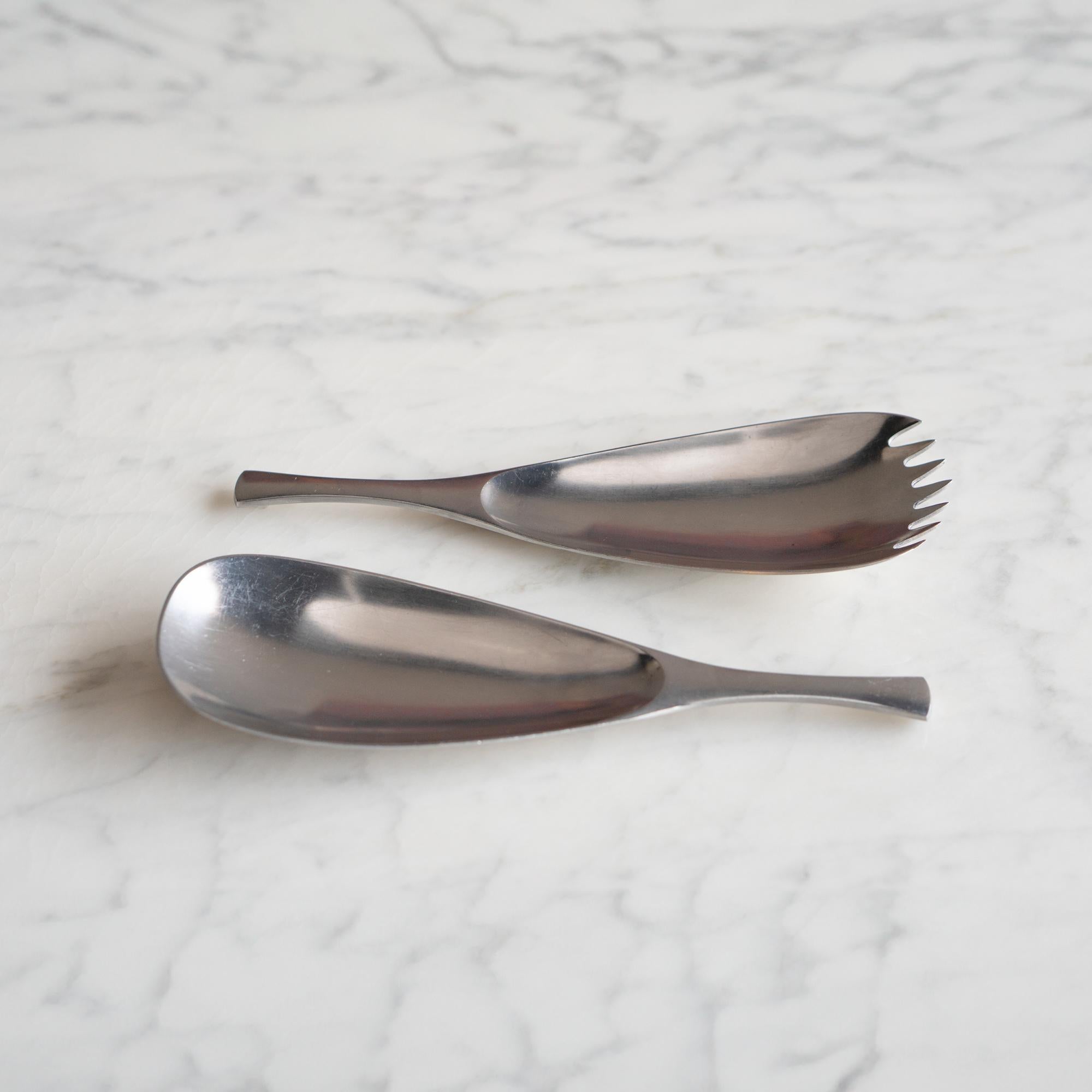 Danish Odin Stainless Steel Salad Servers Set by Jens Quistgaard for Dansk (Moderne der Mitte des Jahrhunderts) im Angebot