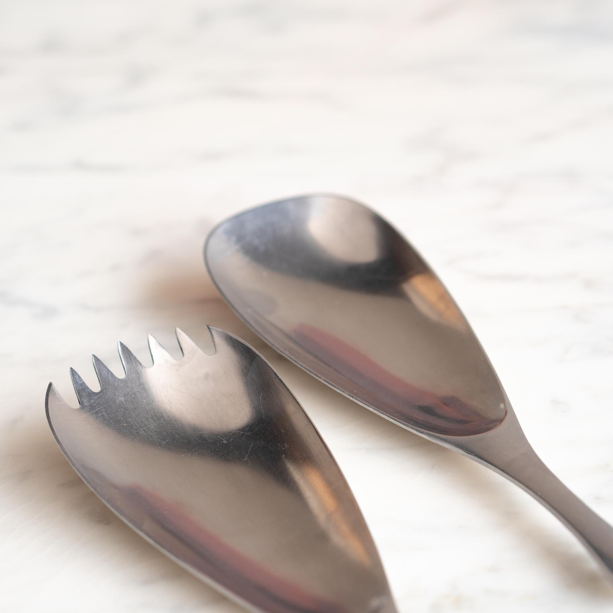 Danish Odin Stainless Steel Salad Servers Set by Jens Quistgaard for Dansk (Mitte des 20. Jahrhunderts) im Angebot