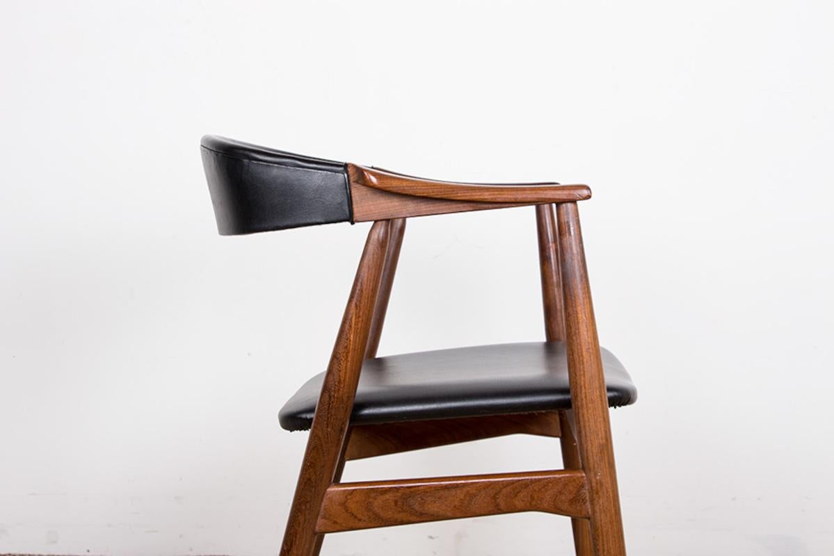 Danish office armchair in Teak and Skai model 213 by Thomas Harlev 1960. 1