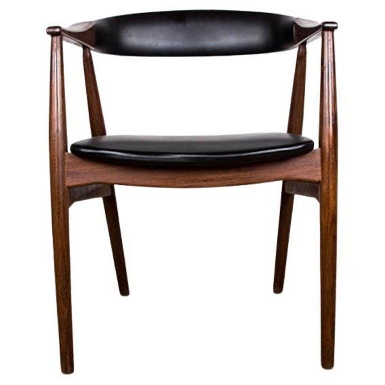 Danish office armchair in Teak and Skai model 213 by Thomas Harlev