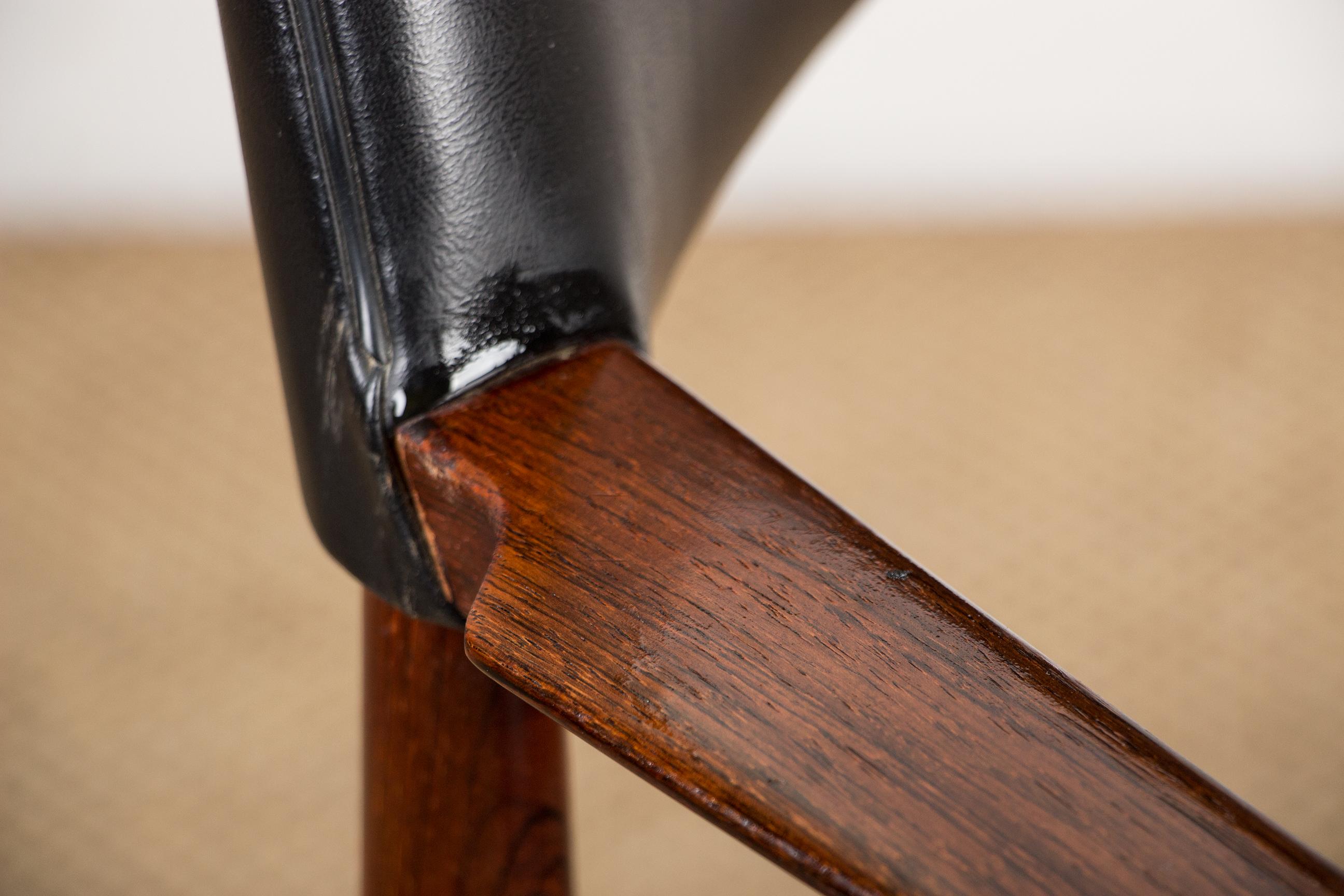 Pelle Sedia da ufficio danese in palissandro e pelle di Erik Worts per Soro Stolefabrik. in vendita