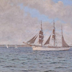Danish Oil-on-Canvas Ship Painting, Lauritz Sorenson