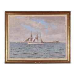 Danish Oil-on-Canvas Ship Painting, Lauritz Sorenson