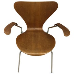Danish Old Teak Dining Chair with Armrests AJ3207 Designed by Arne Jacobsen