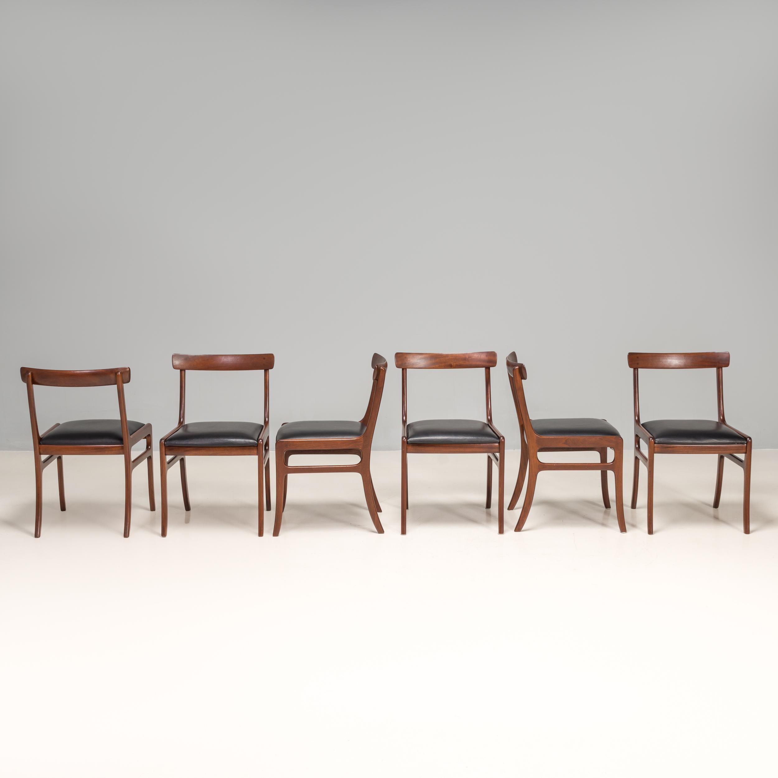 Danish Ole Wanscher by Poul Jeppesens Rungstedlund Black Dining Chairs, Set of 6 In Good Condition For Sale In London, GB