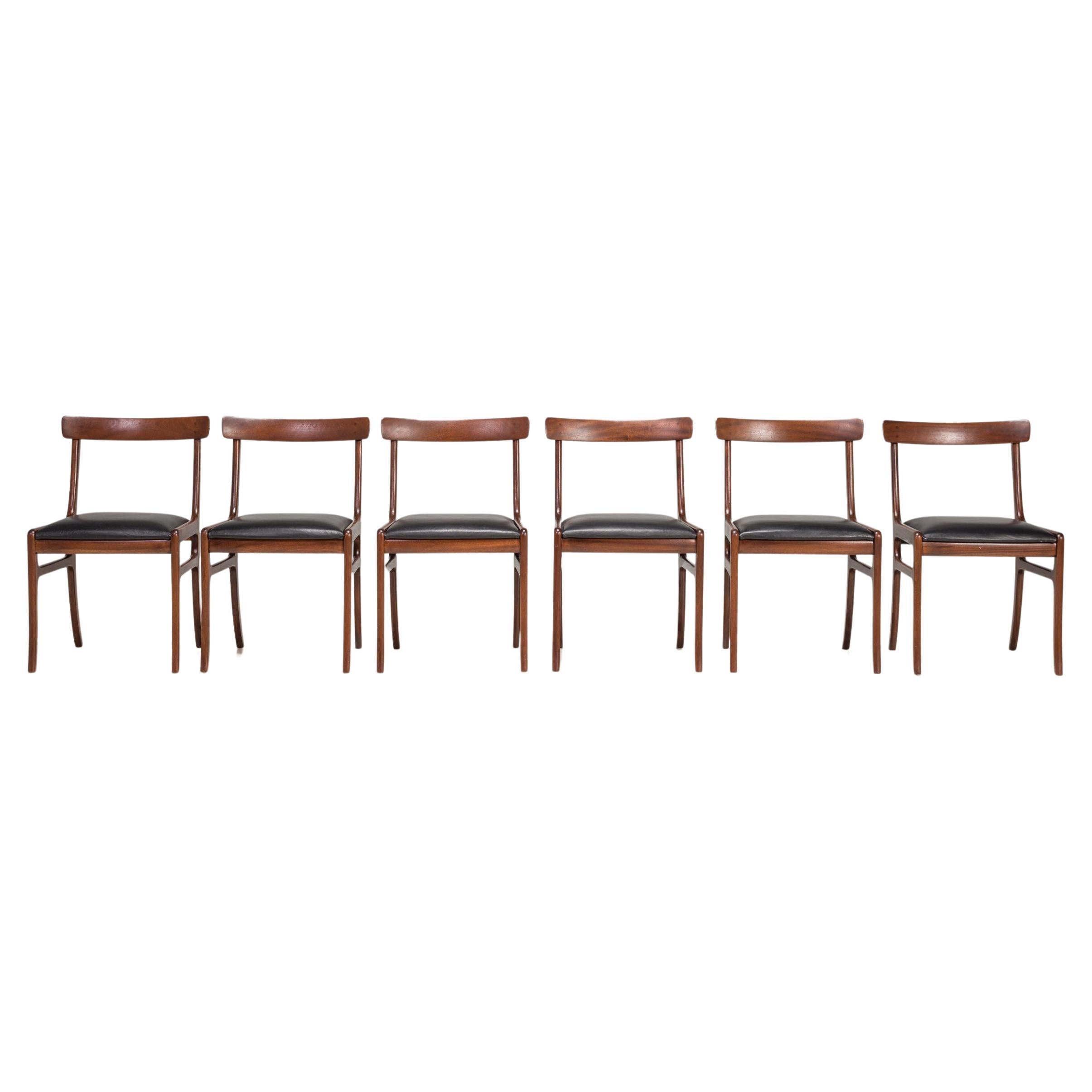Danish Ole Wanscher by Poul Jeppesens Rungstedlund Black Dining Chairs, Set of 6 For Sale
