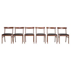 Retro Danish Ole Wanscher by Poul Jeppesens Rungstedlund Black Dining Chairs, Set of 6