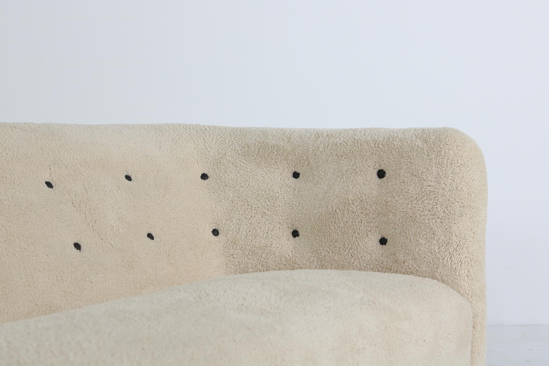 20th Century Danish Ole Wanscher for Fritz Hansen Sofa Mod. 1668 Teddy Fur and Leather Tufted