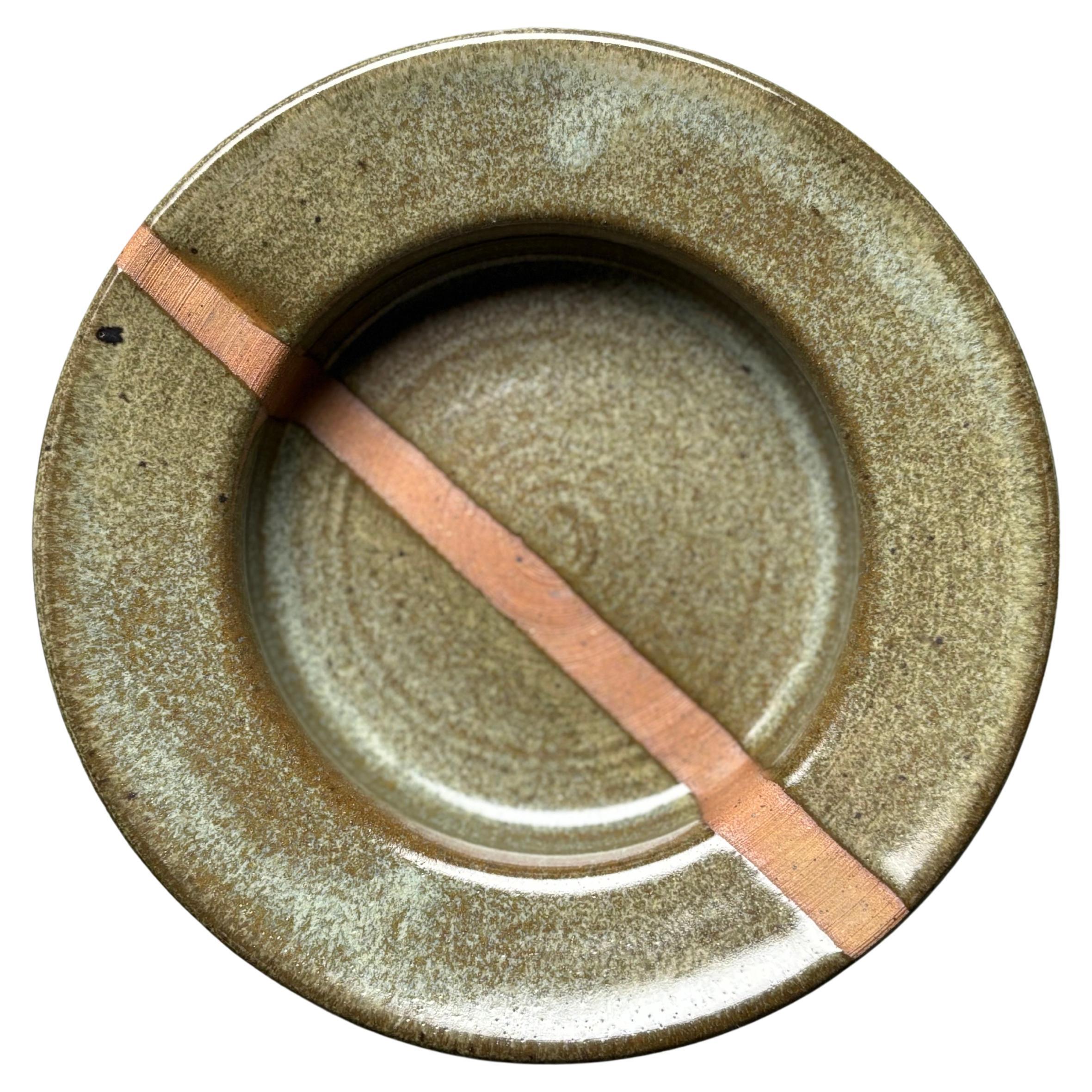 Plat à rayures graphiques danois vert olive, 1970