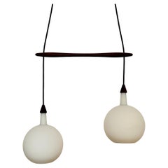 Danish Opaline and Teak Cascading Lamp by Nordisk Solar
