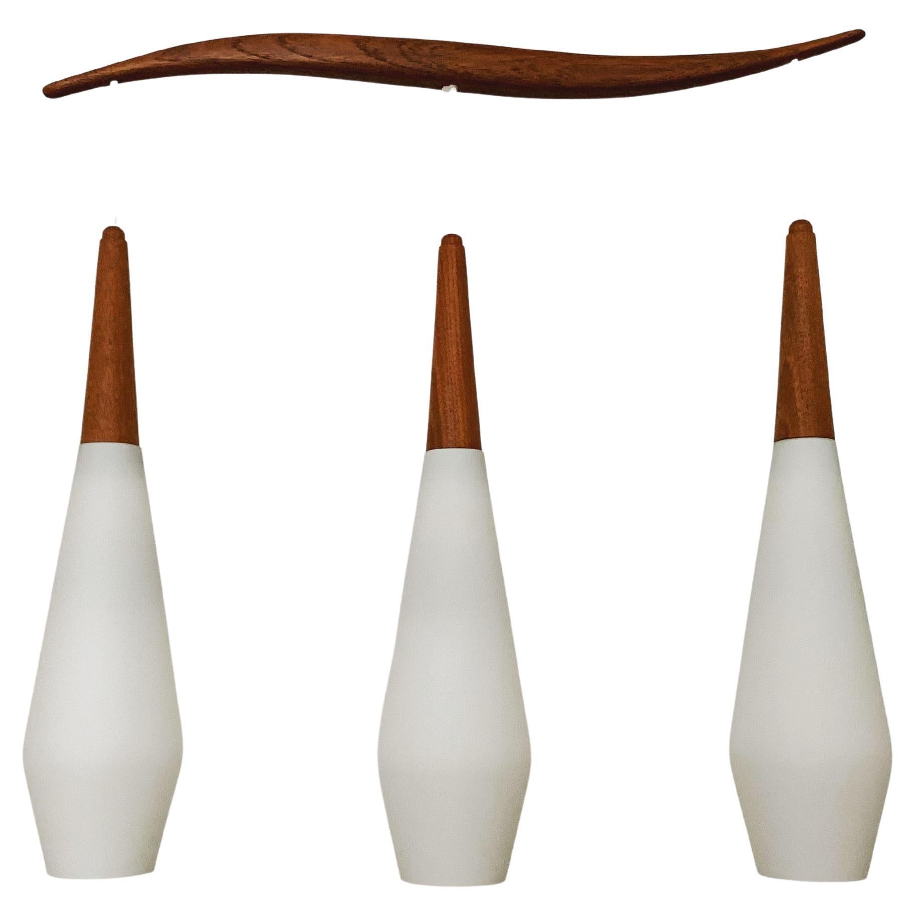 Danish Opaline Glass and Teak Lamp