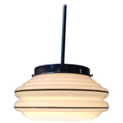 Danish Opaline Glass Architectural Funkis Pendant Lamp from Lyfa, 1930s