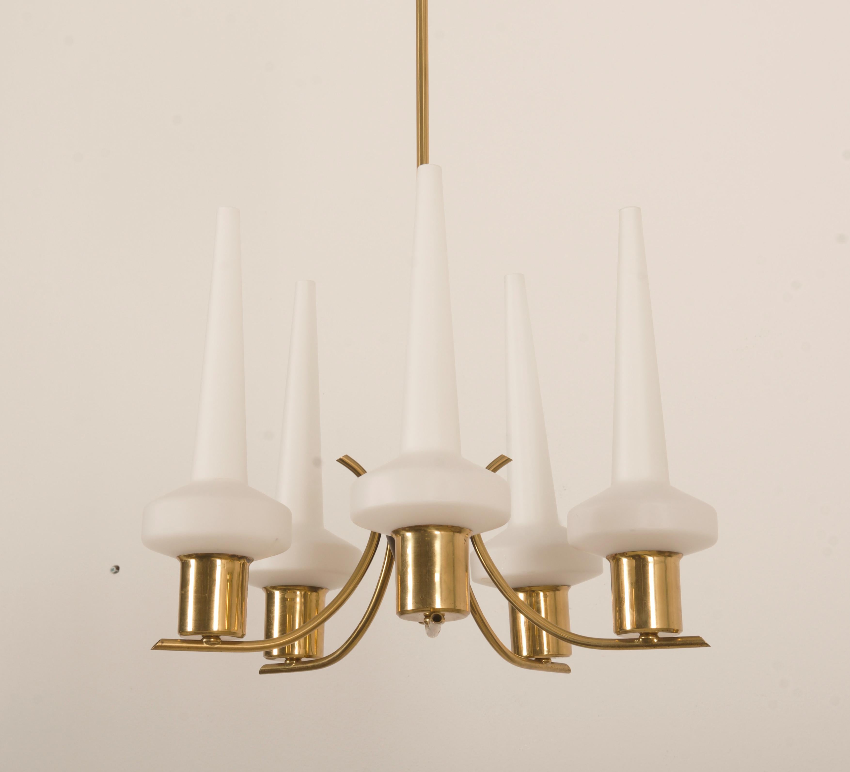 Danish Opaline Glass Chandelier From The Late 1950s For Sale 5