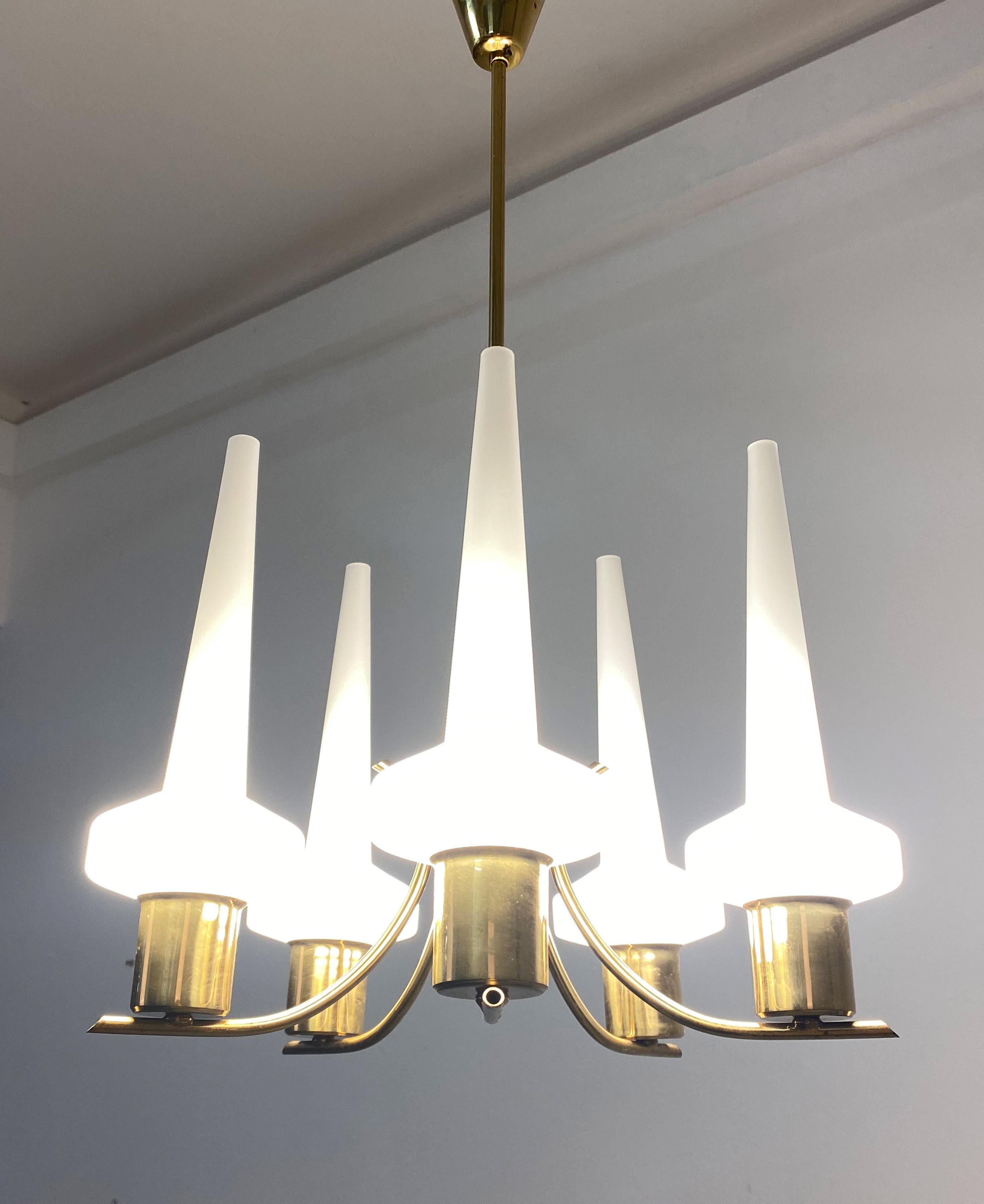 Danish Opaline Glass Chandelier From The Late 1950s For Sale 6