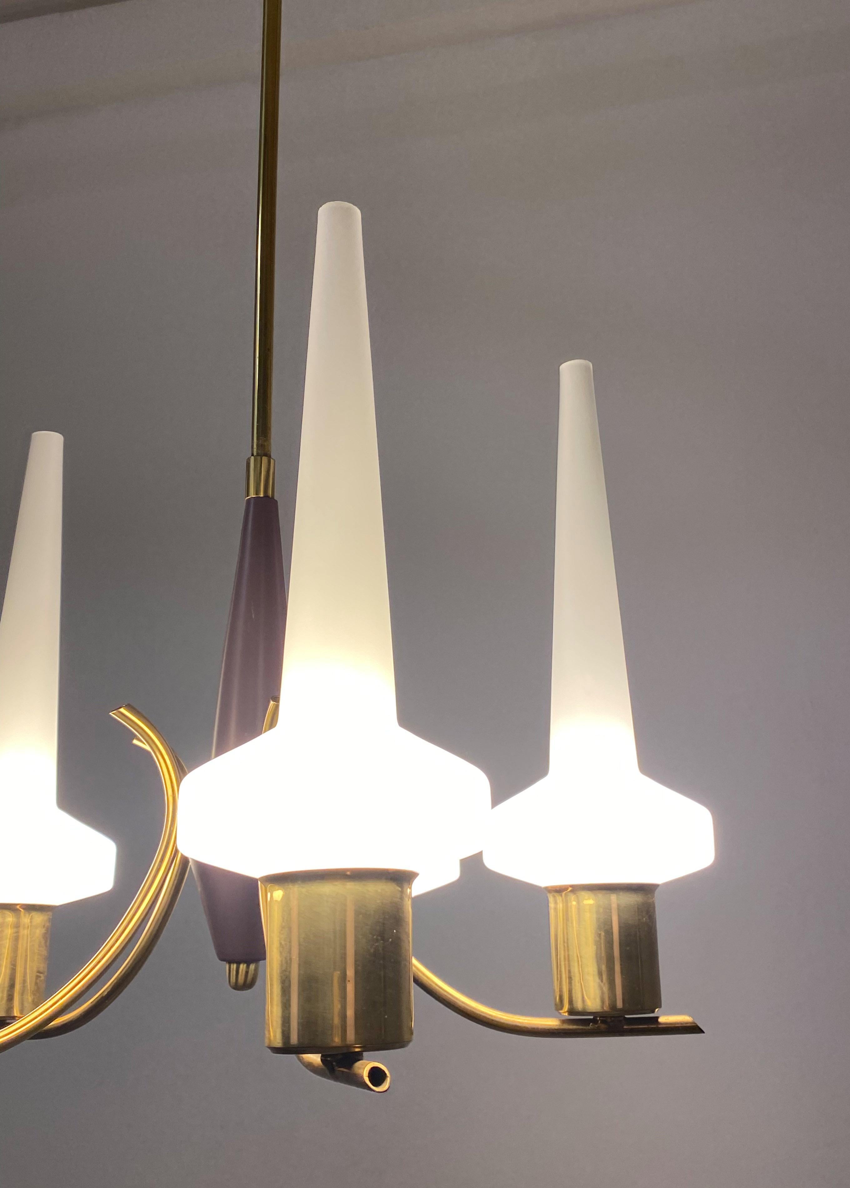 Danish Opaline Glass Chandelier From The Late 1950s For Sale 7