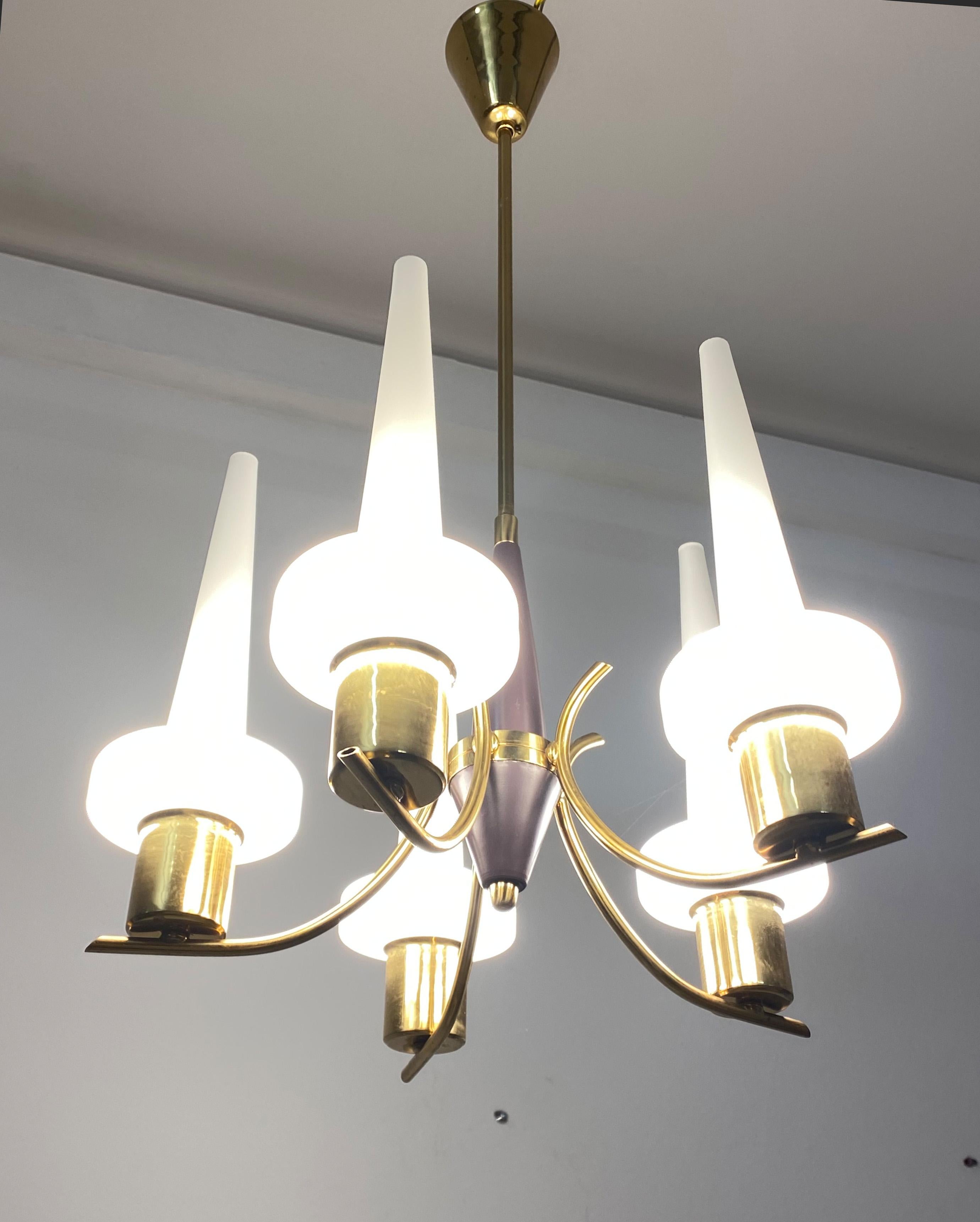 Danish Opaline Glass Chandelier From The Late 1950s For Sale 8